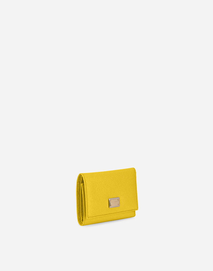 Dolce & Gabbana Portefeuille français à rabat en cuir de veau Dauphine Jaune BI0770A1001