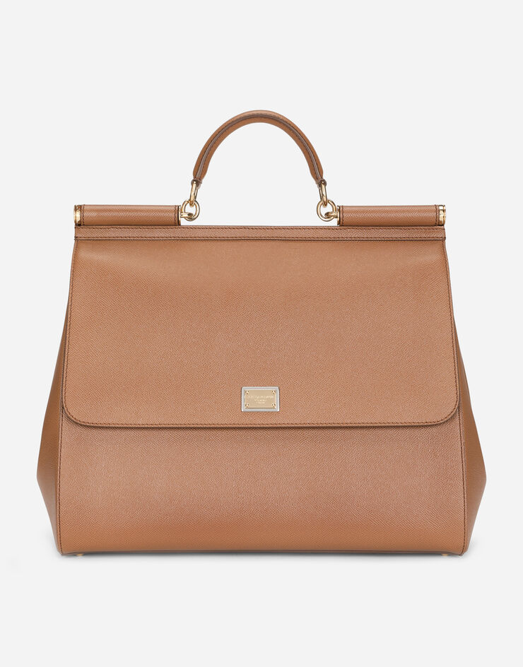 Dolce & Gabbana Large Sicily bag in Dauphine calfskin BROWN BB6582A1001