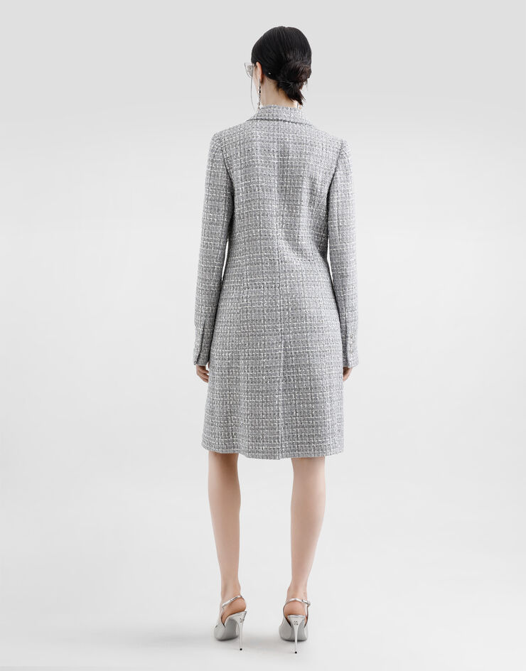 Dolce & Gabbana Single-breasted lamé tweed bouclé coat Multicolor F0F1STFQOAB