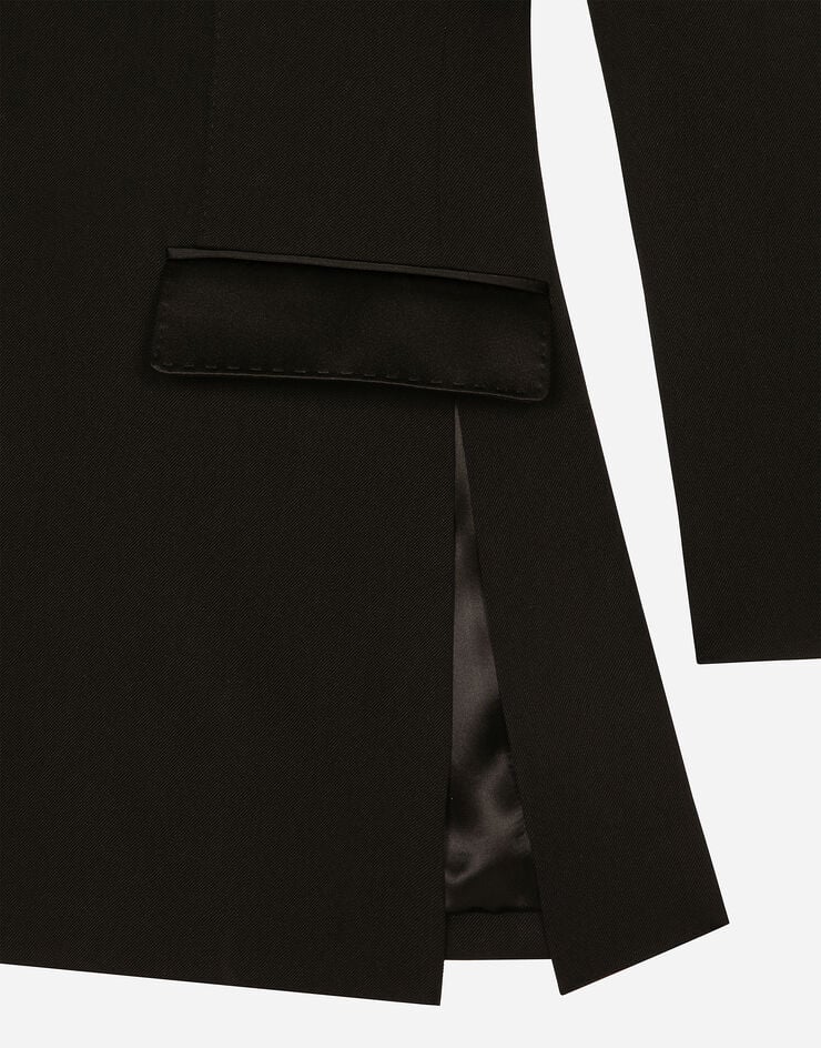 Dolce & Gabbana One-Shoulder-Jacke aus Wollgabardine Black F29ZNTFU28J