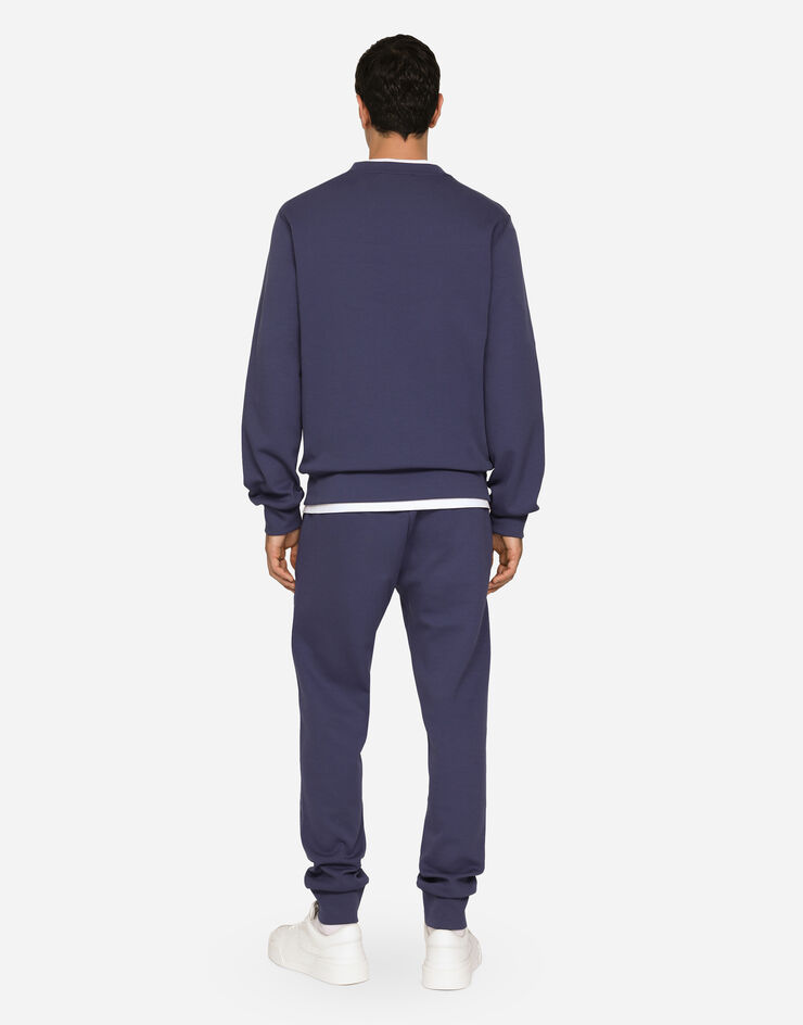 Dolce & Gabbana Pantalon de jogging en jersey à broderie Bleu GVF7AZHU7H9