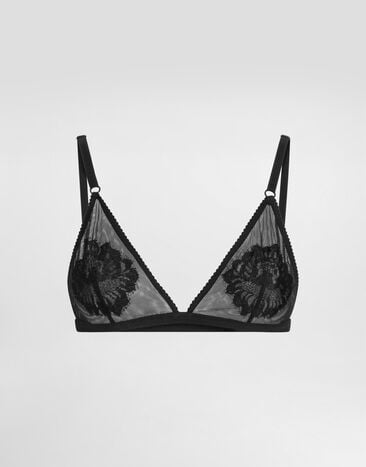 Dolce & Gabbana Sujetador de triángulo con copa blanda de encaje y tul Negro O1G24TONQ79