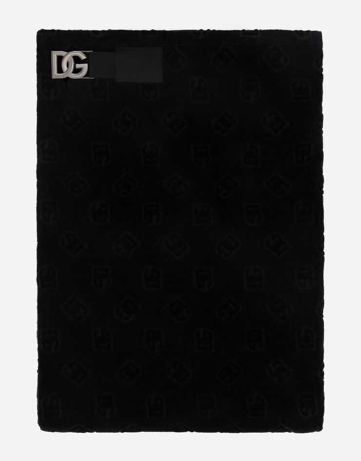 Dolce & Gabbana Cotton jacquard beach towel with DG Monogram Black M0A11TFJ7DS