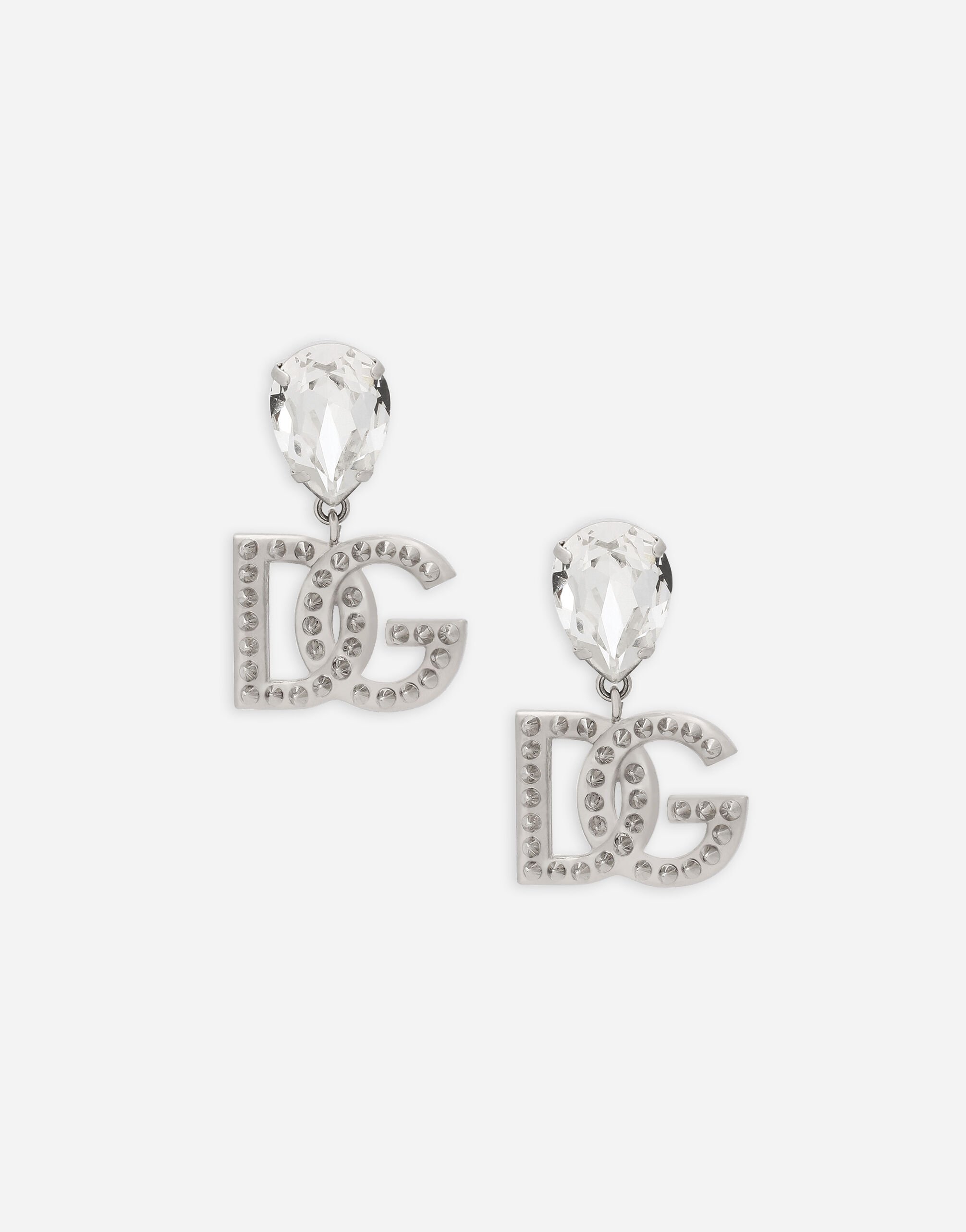 Dolce & Gabbana Earrings with rhinestones and DG logo Silver WBQ4S2W1111