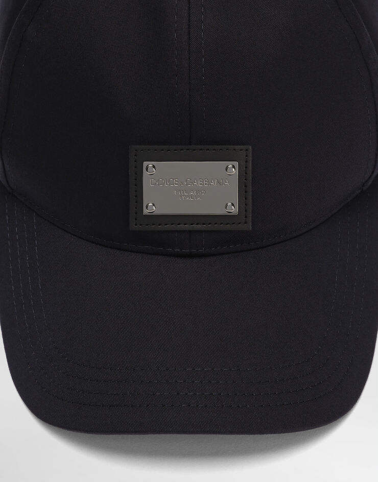 Dolce & Gabbana Basecap aus Baumwolle mit Logoplakette Blau GH590AGF421