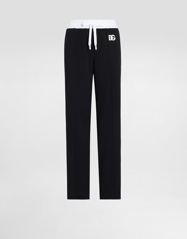 Dolce & Gabbana Triacetate jogging pants with DG logo embroidery Transparent rose VG4493VP884