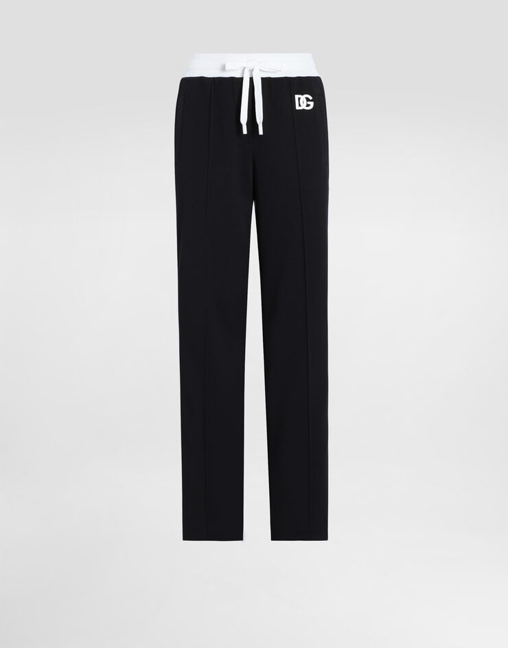 Dolce & Gabbana DG 徽标刺绣三醋酸纤维慢跑裤 黑 FTC94ZGDCX8