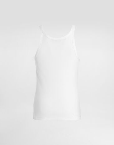 Dolce & Gabbana Ribbed jersey tank top with patch White G8PA8ZG7Q1U