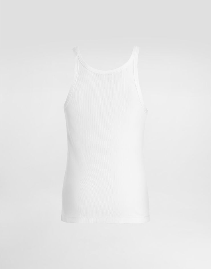 Dolce & Gabbana Ribbed jersey tank top with patch White G8PA8ZG7Q1U
