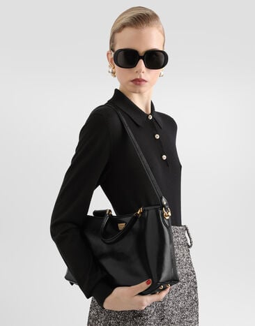 Dolce & Gabbana Medium Vittoria calfskin handbag Black BB7896AZ000