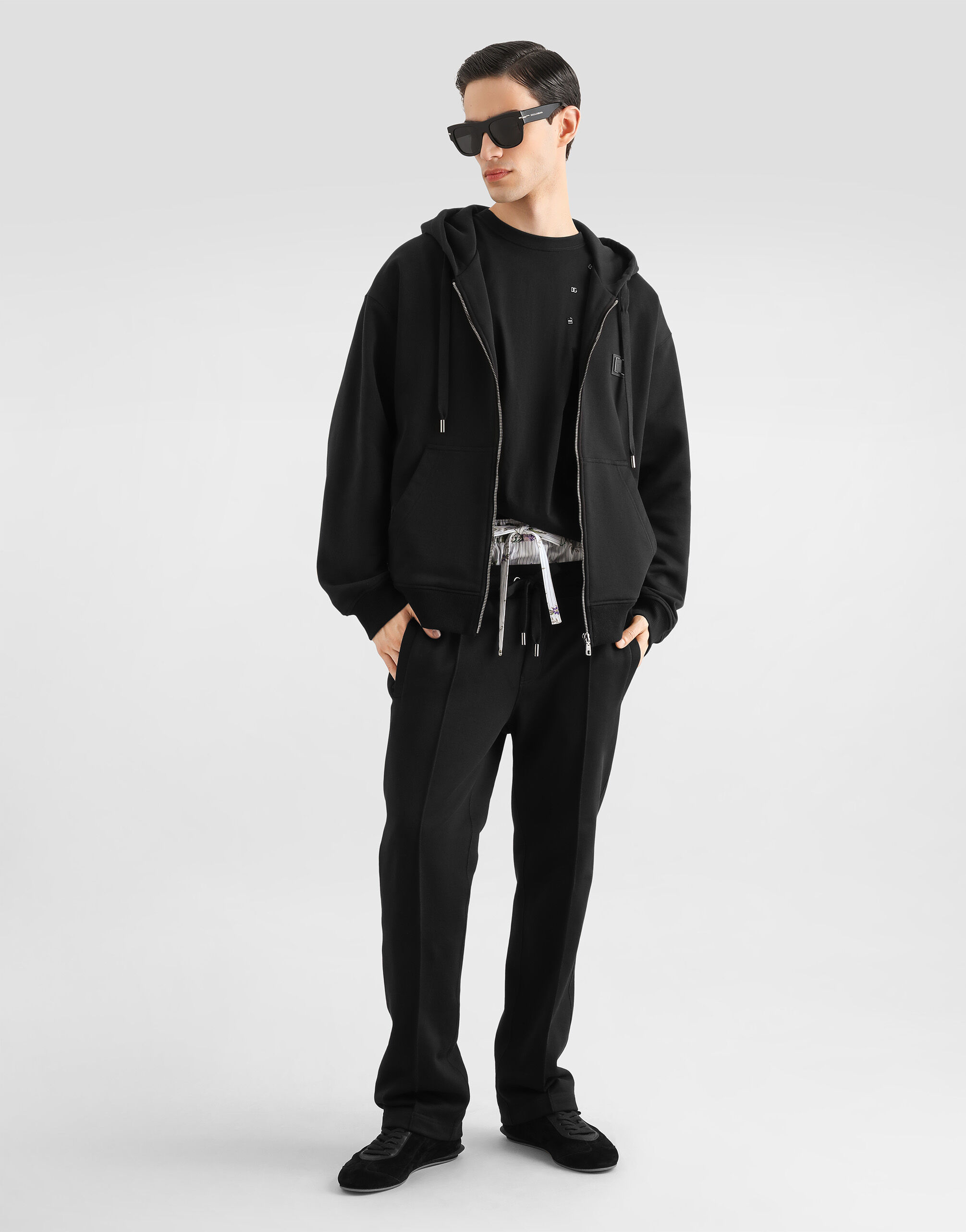 DOLCE＆GABBANA ローライズ マルチポケットパンツ　46 黒 ブラックのメンズ Jersey jogging trousers | Dolce&Gabbana®