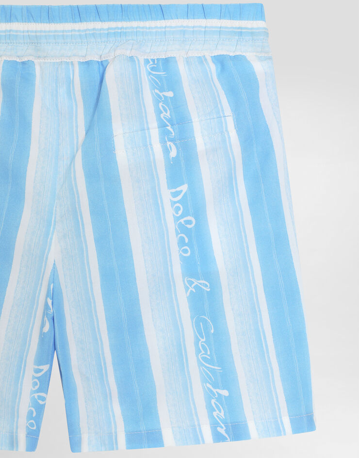 Dolce & Gabbana Poplin shorts with striped print Blue L13Q08HS5SS