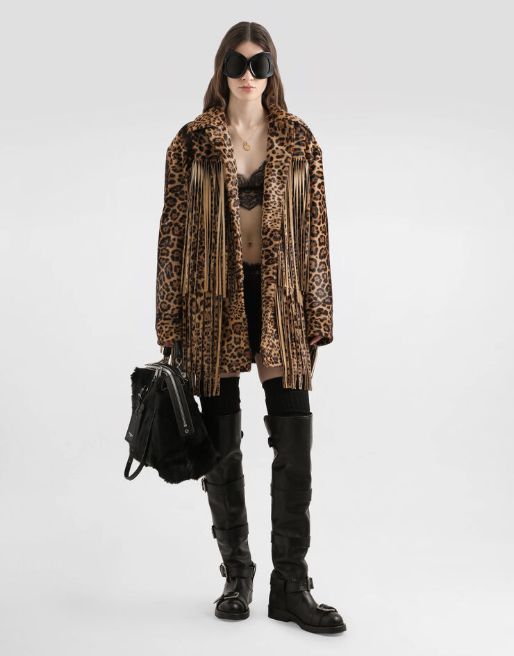 Dolce & Gabbana Leopard-print fringed jacket Multicolor F9T45LHULXR