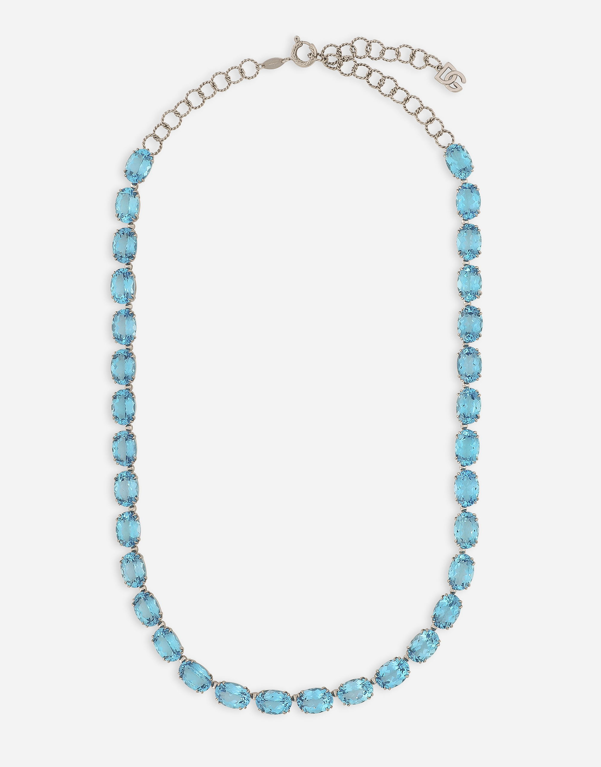 Dolce & Gabbana Anna Necklace In White Gold 18kt With Light Blue Topazes