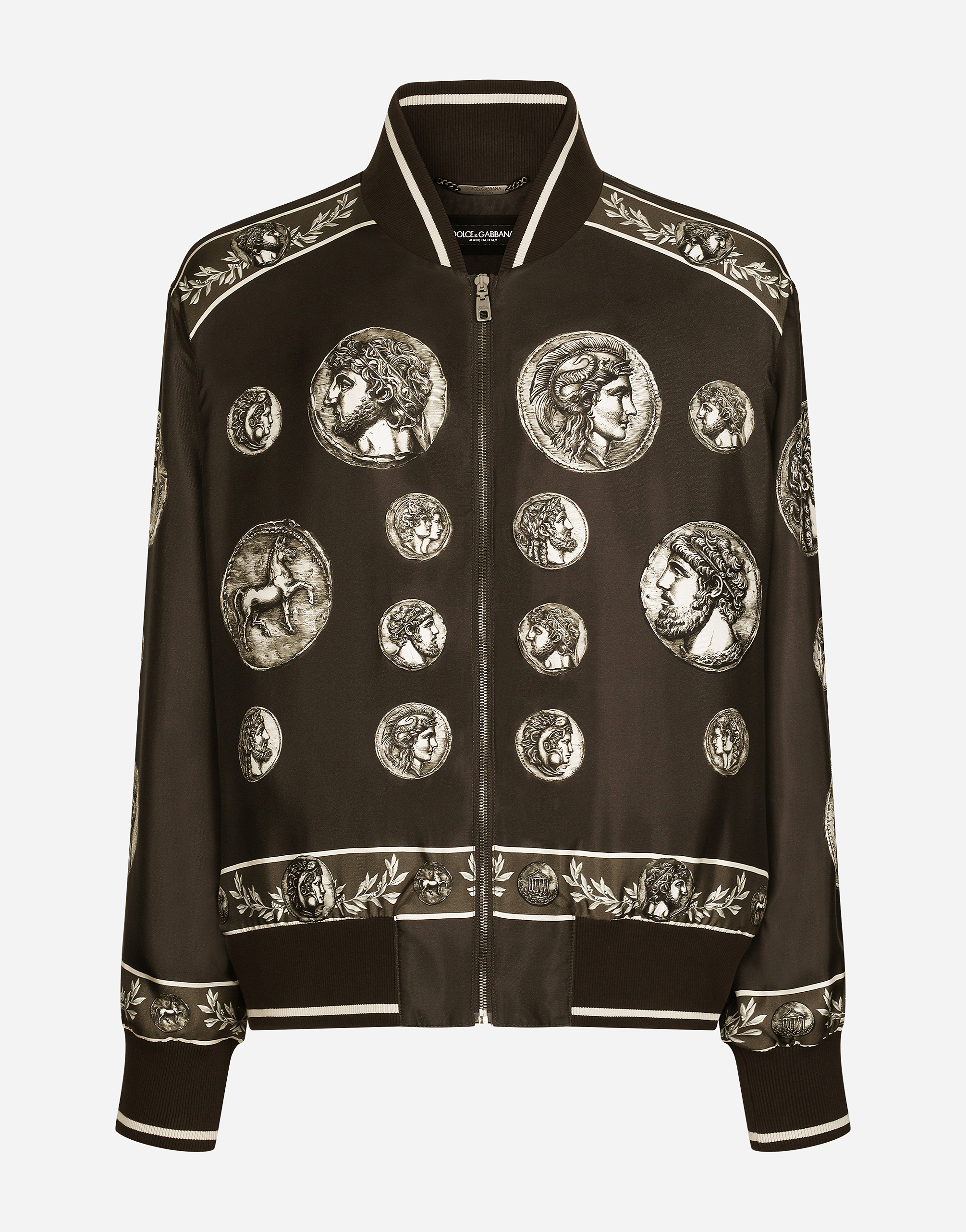 DOLCE & GABBANA COIN PRINT SILK TWILL JACKET