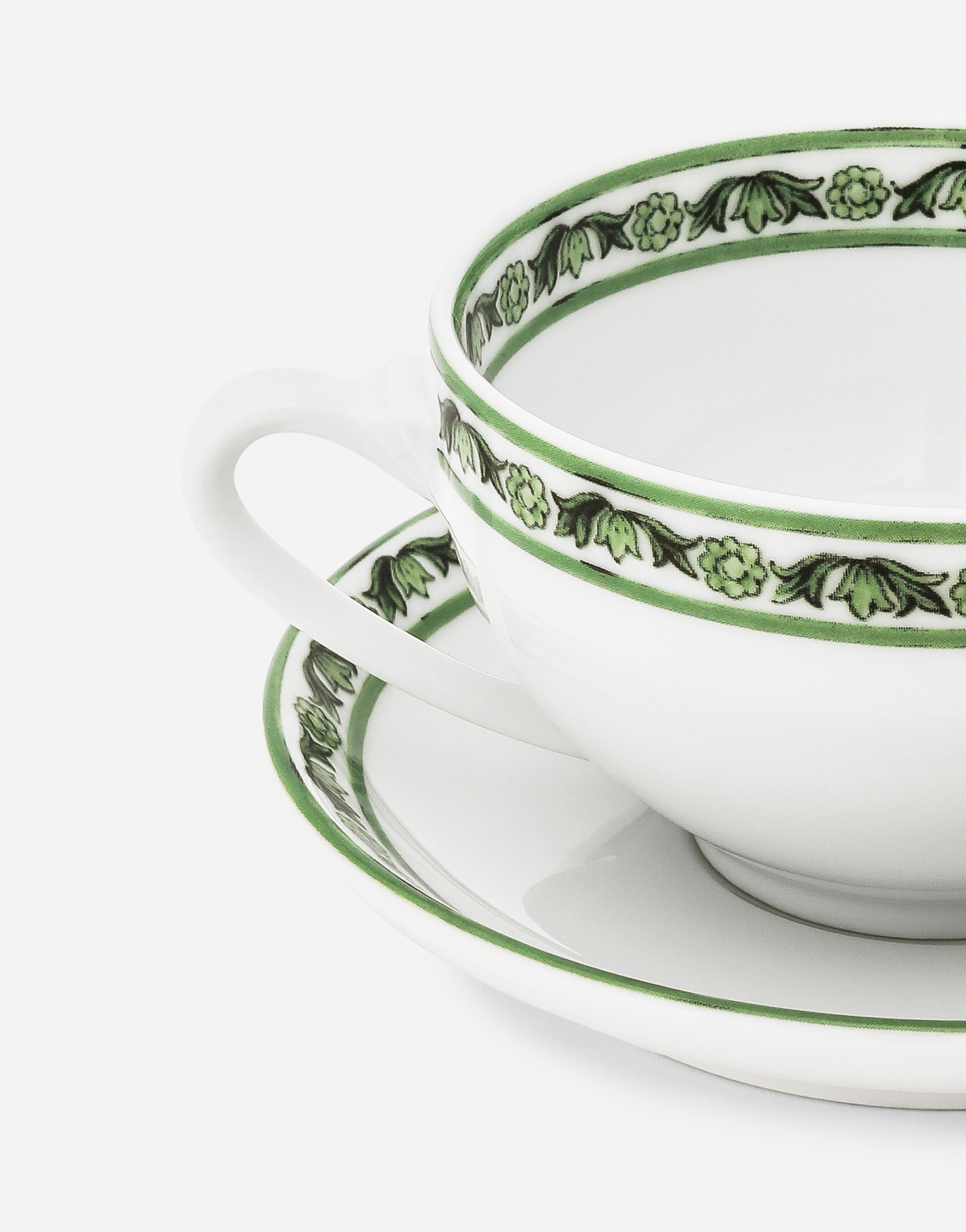 Dolce & Gabbana Set 2 Porcelain Teacups With Saucers In Multicolor