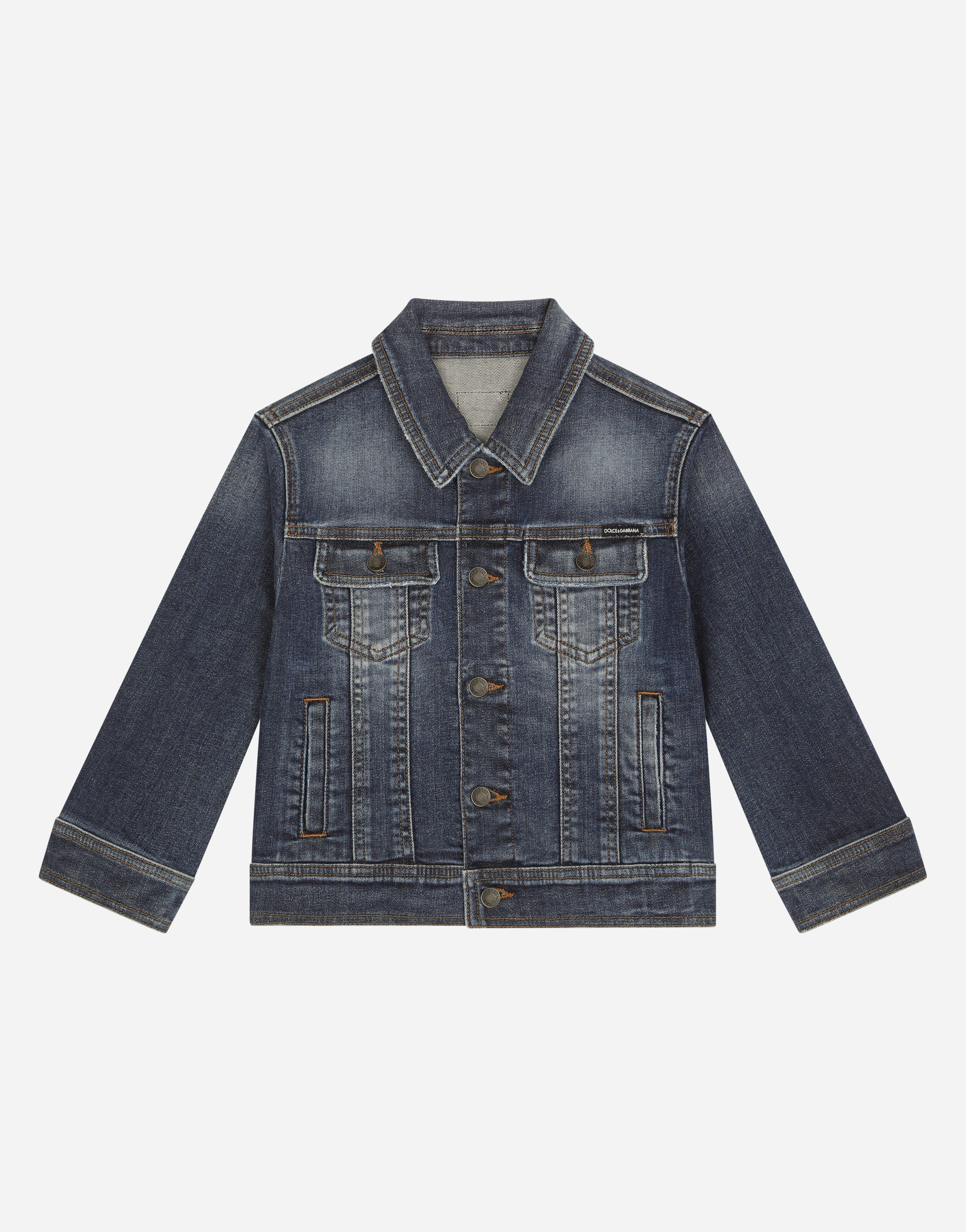 Dolce & Gabbana Blue Wash Stretch Denim Jacket - Man Coats And Jackets Blue 12 Years