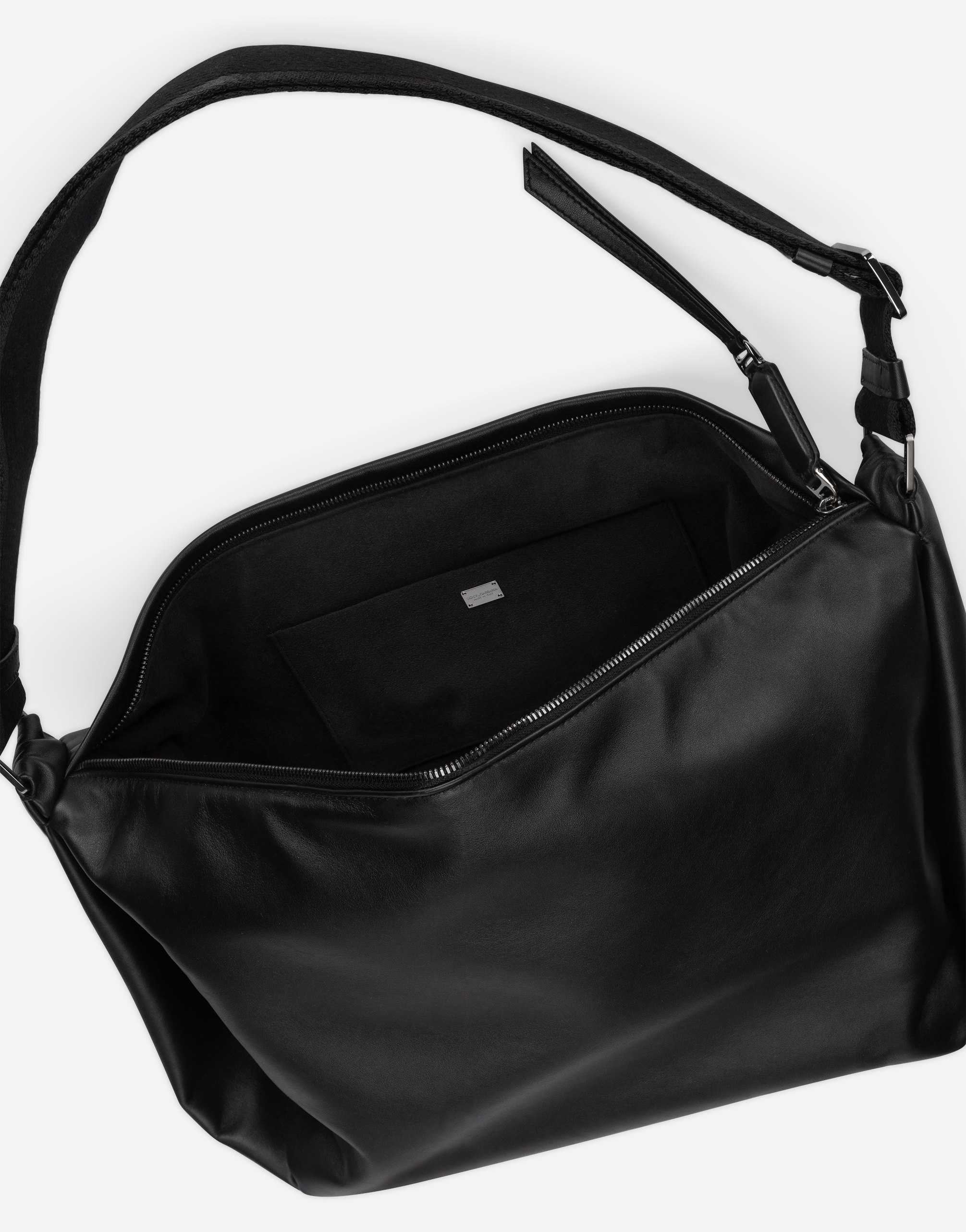 Shop Dolce & Gabbana Calfskin Soft Bag In Black