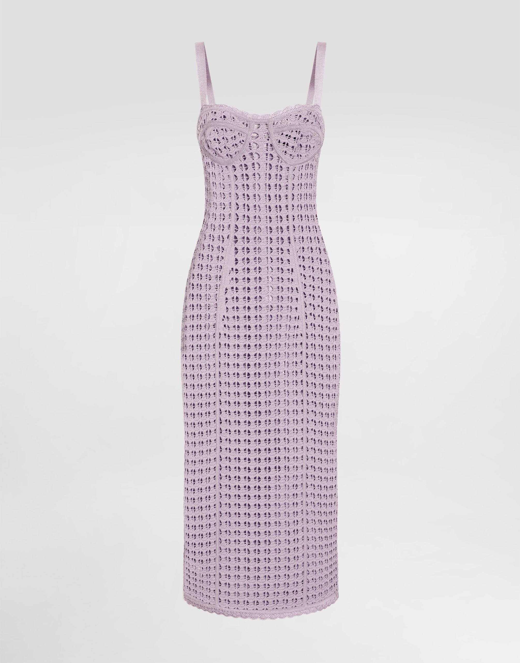 Dolce & Gabbana Open-knit Midi Dress In Pink