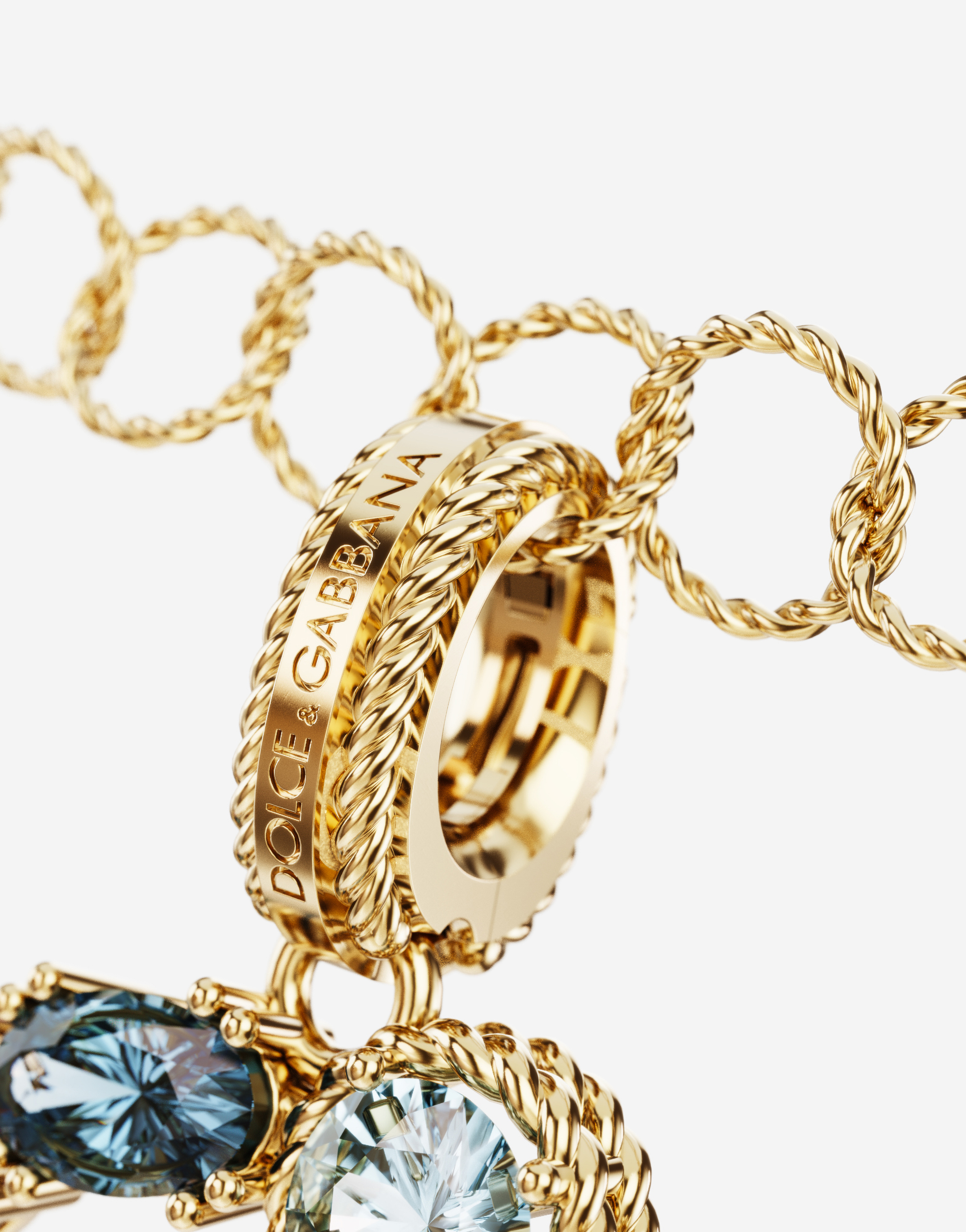 Dolce & Gabbana Rainbow Alphabet Q 18 Kt Yellow Gold Charm With Multicolor Fine Gems Gold Female Onesize In Gold