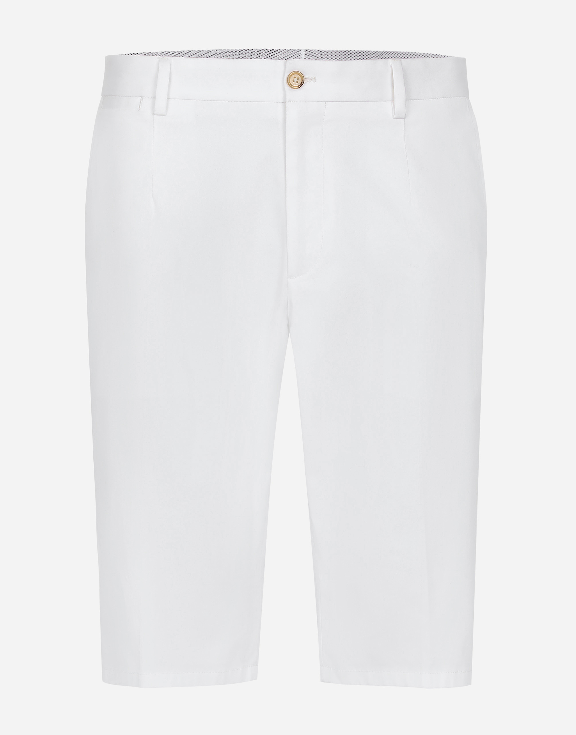 Dolce & Gabbana Stretch Cotton Shorts With Dg Patch In White