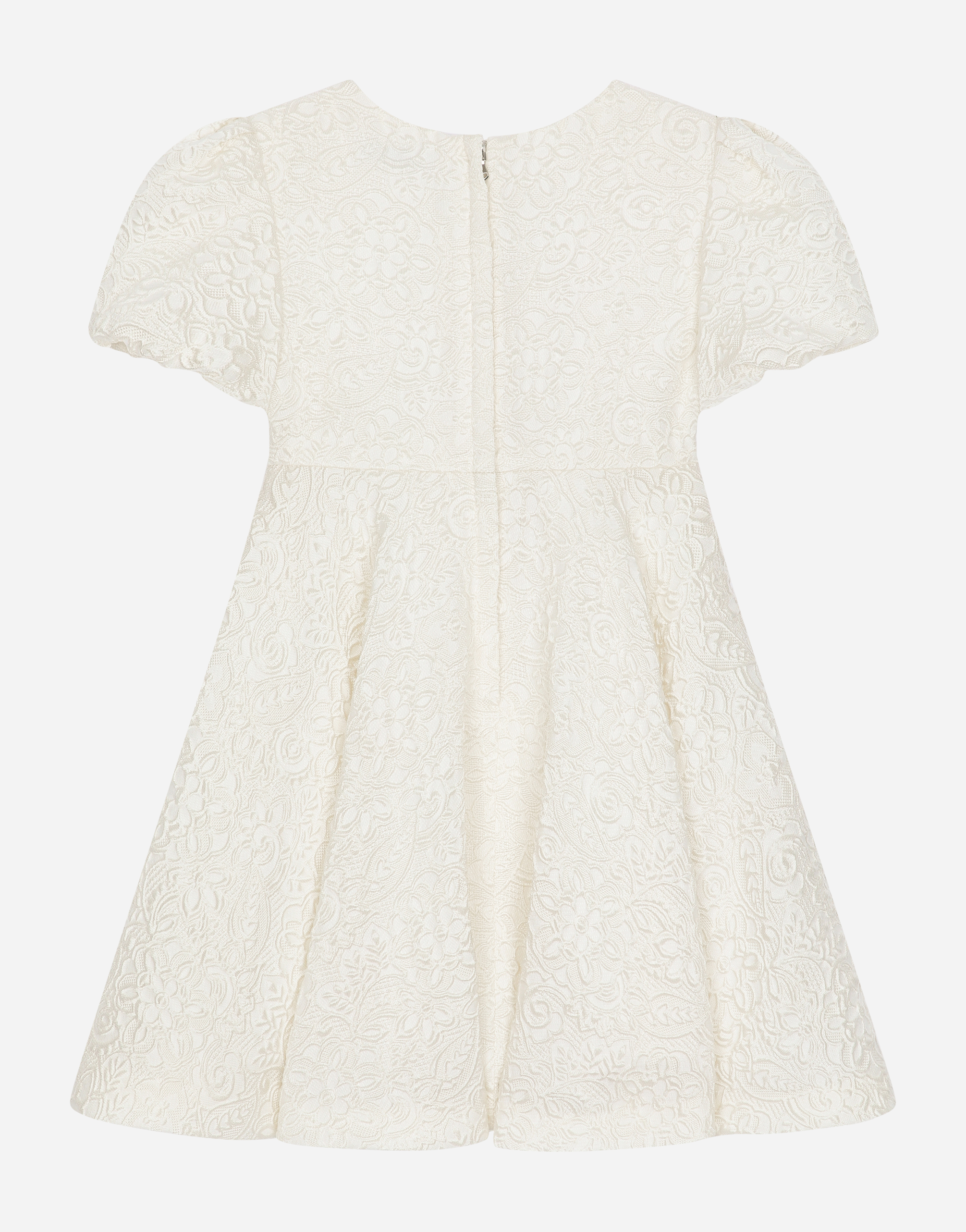 Shop Dolce & Gabbana Jacquard Midi Dress With Bejeweled Buttons In White