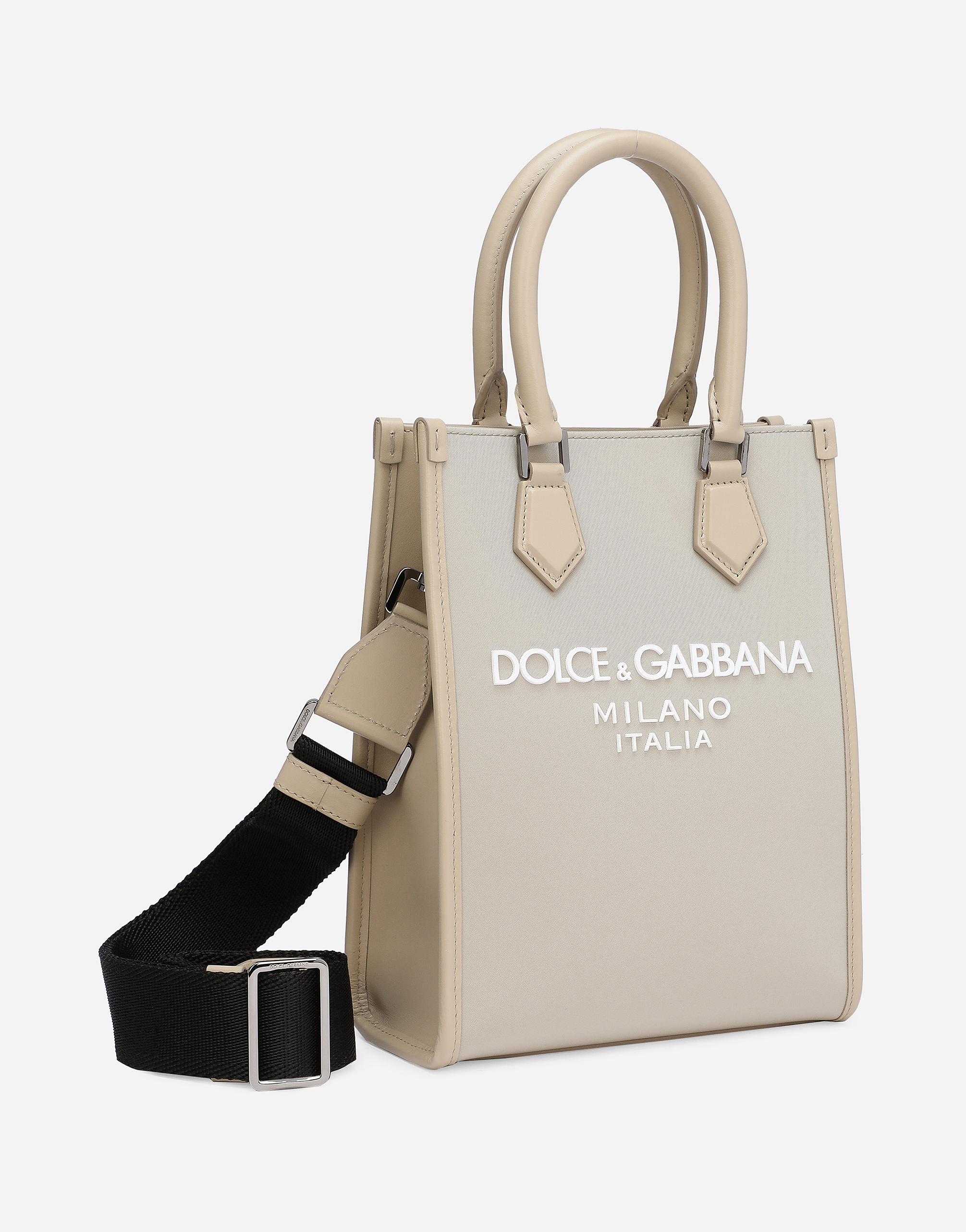 DOLCE & GABBANA SMALL NYLON BAG WITH RUBBERIZED LOGO