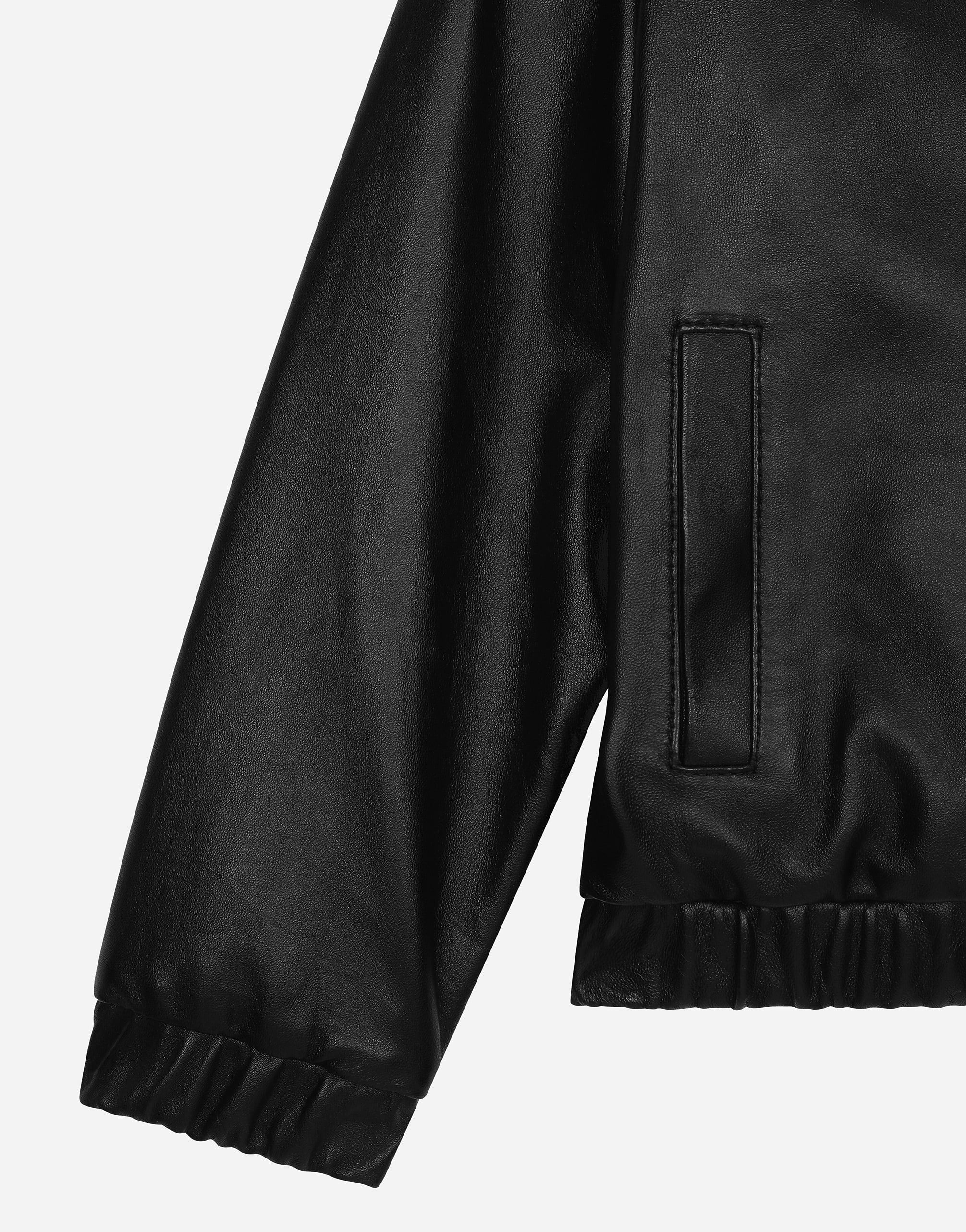  Dolce & Gabbana Bomberjacke Aus Nappaleder Mit Logoplakette - Mann Mäntel Und Jacken Schwarz 3 Years 