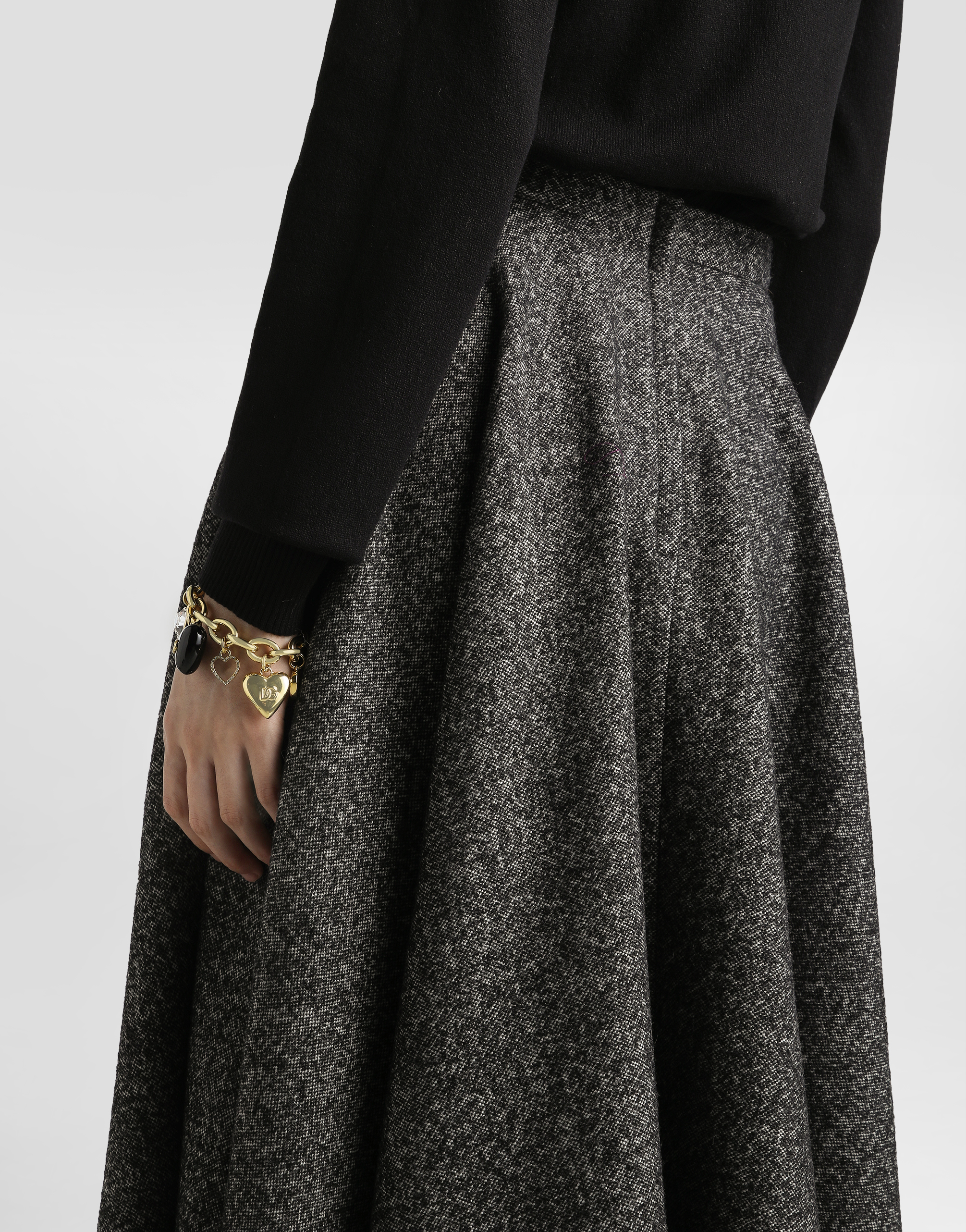 Wool blend dotted circle skirt