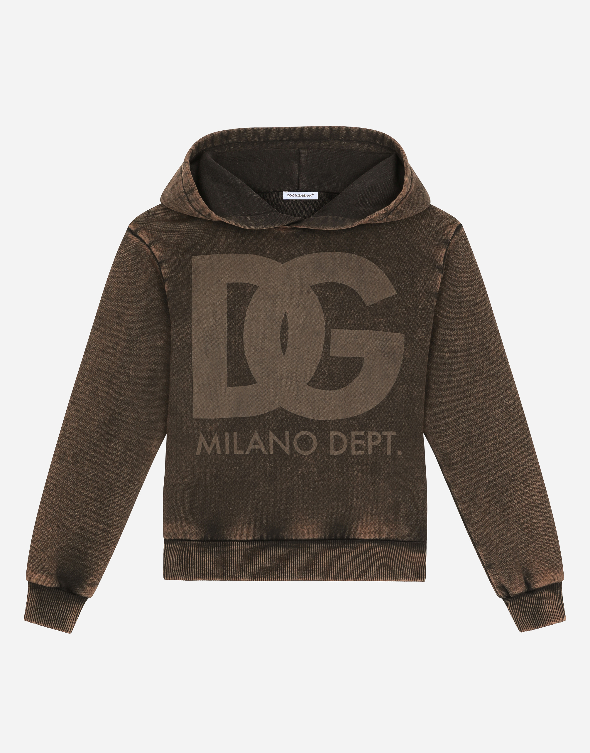 Dolce & Gabbana Felpa Con Cappuccio In Marron