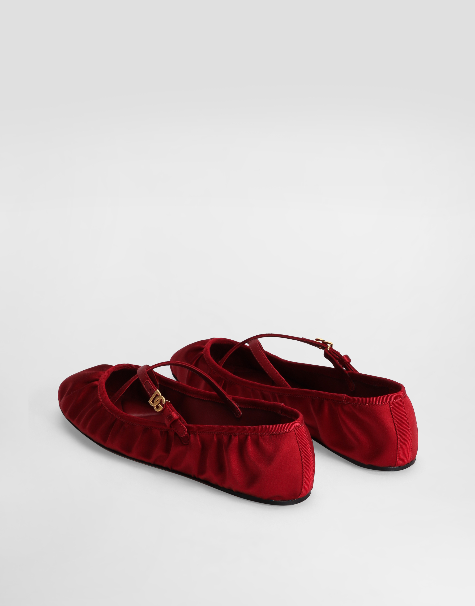 Dolce & Gabbana Ballerinas Satin Leather Sole In Rubino/rubino