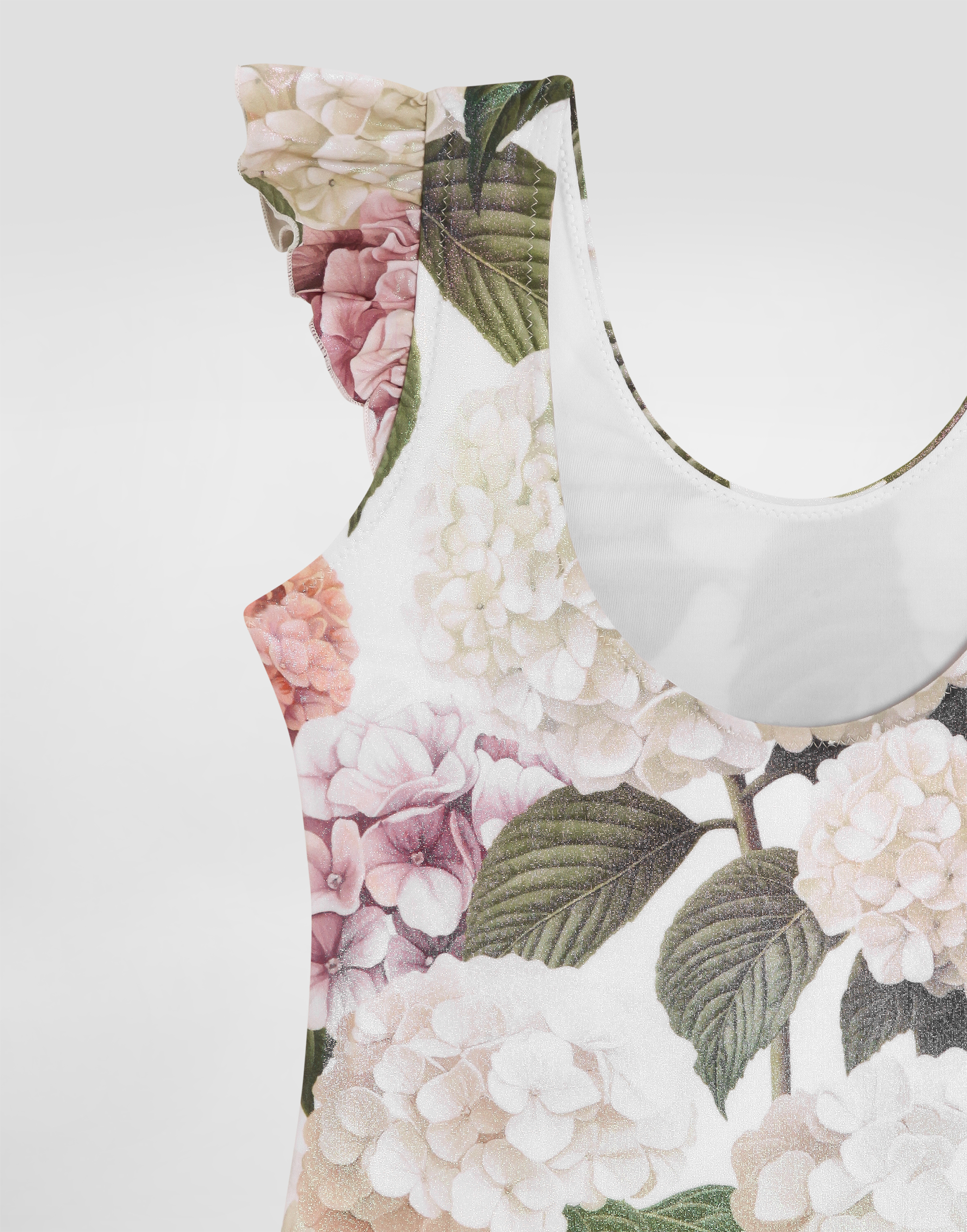 Dolce & Gabbana Hydrangea-print One-piece Swimsuit In Green