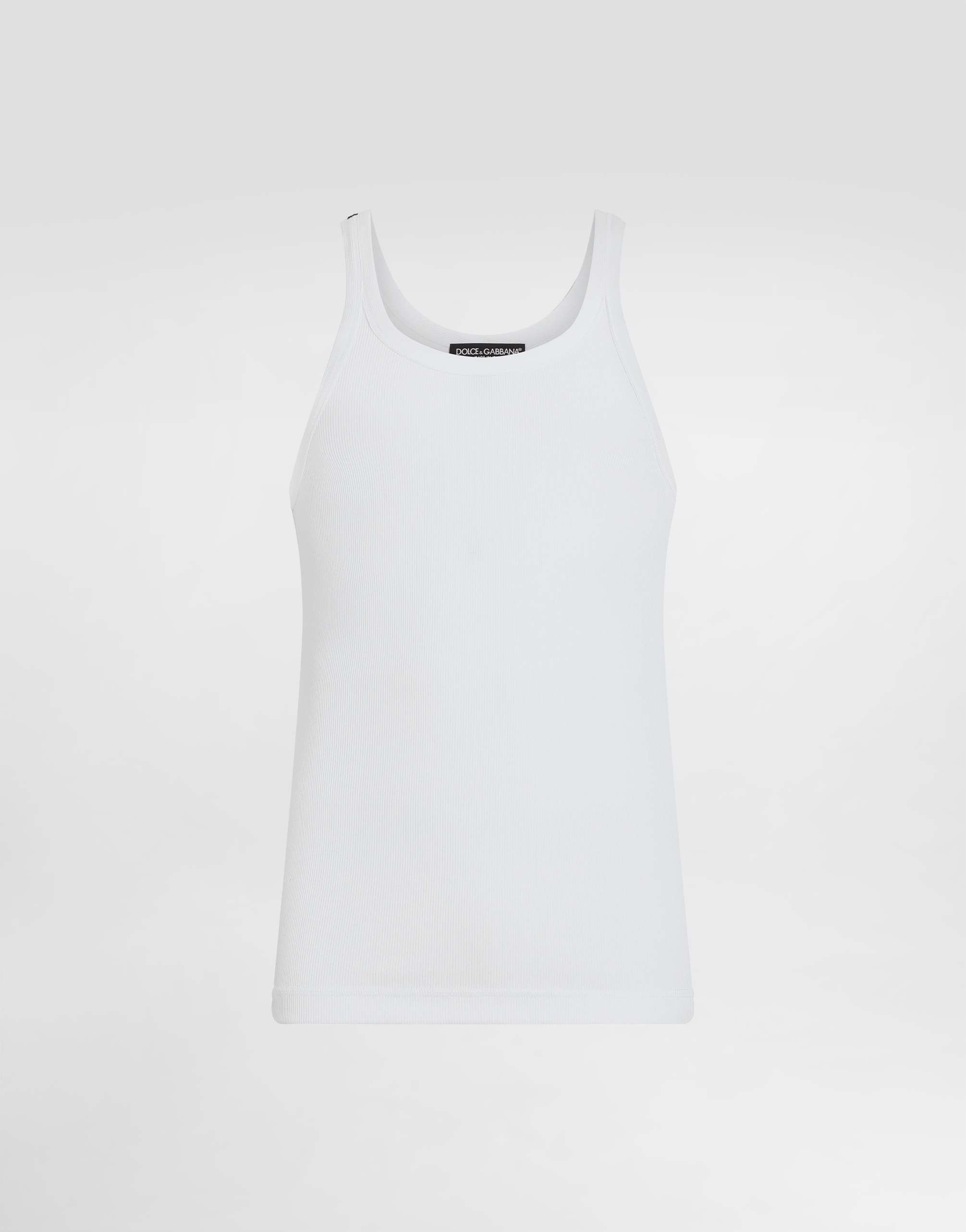 Shop Dolce & Gabbana Fine-rib Washed Cotton Singlet In White