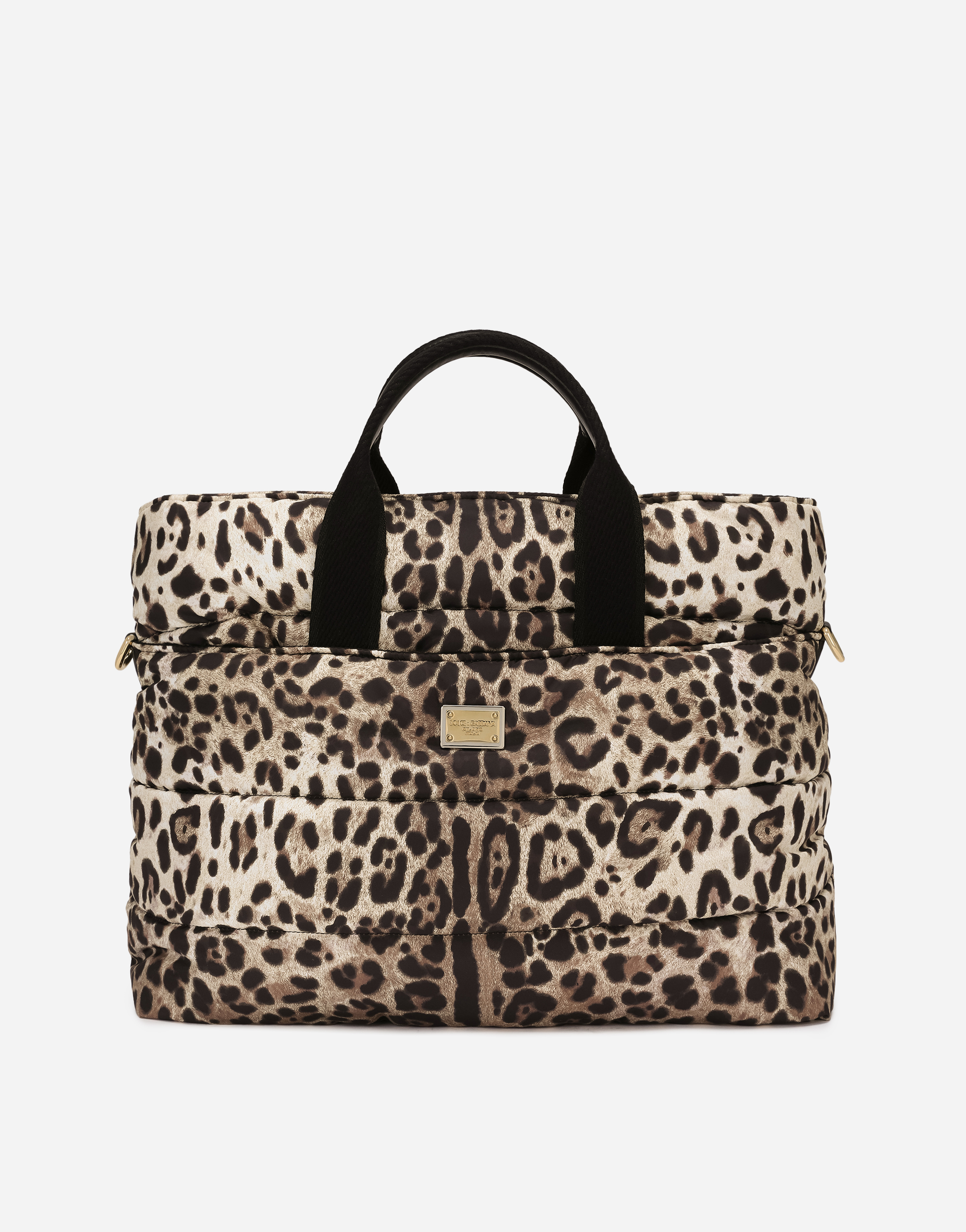 DOLCE & GABBANA NYLON MAMMA BAG WITH LEOPARD PRINT