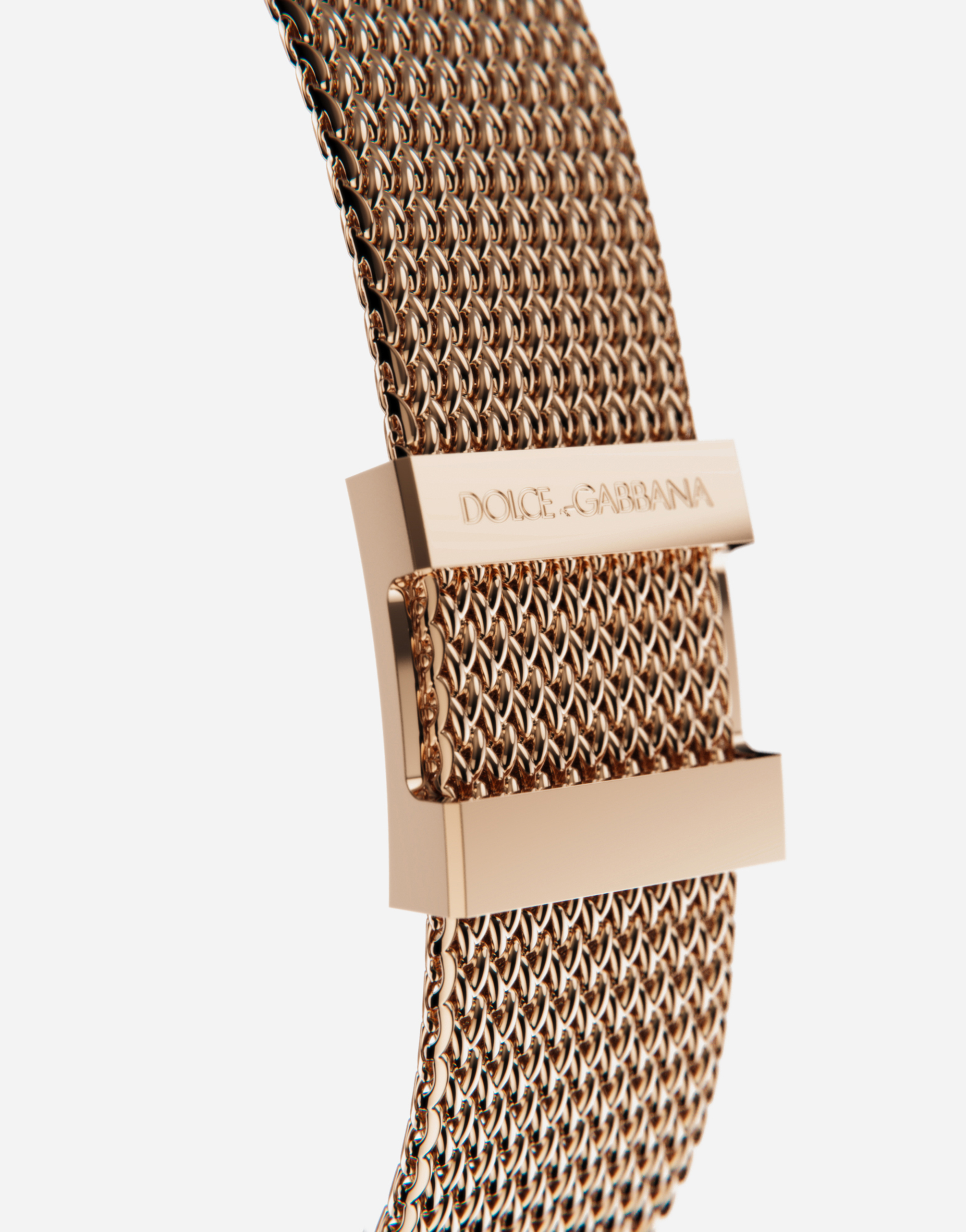 Shop Dolce & Gabbana Dg7 Watch In Red Gold With Milano Mesh Bracalet