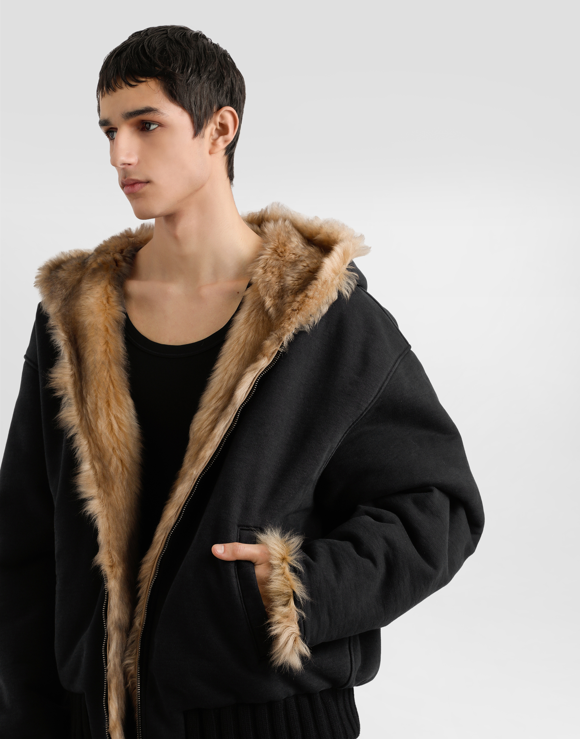 Reversible hooded sweatshirt