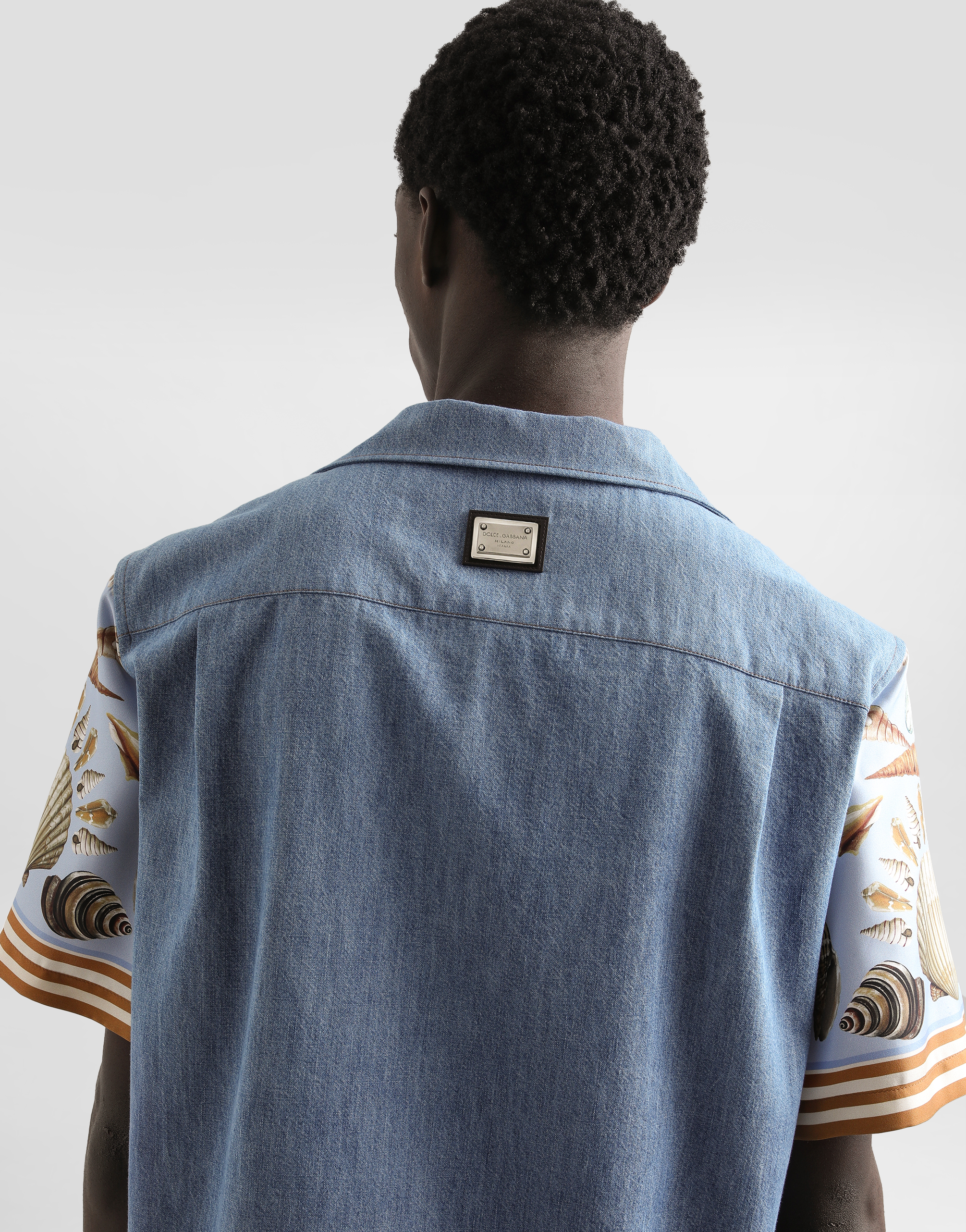 Silk and cotton denim shirt