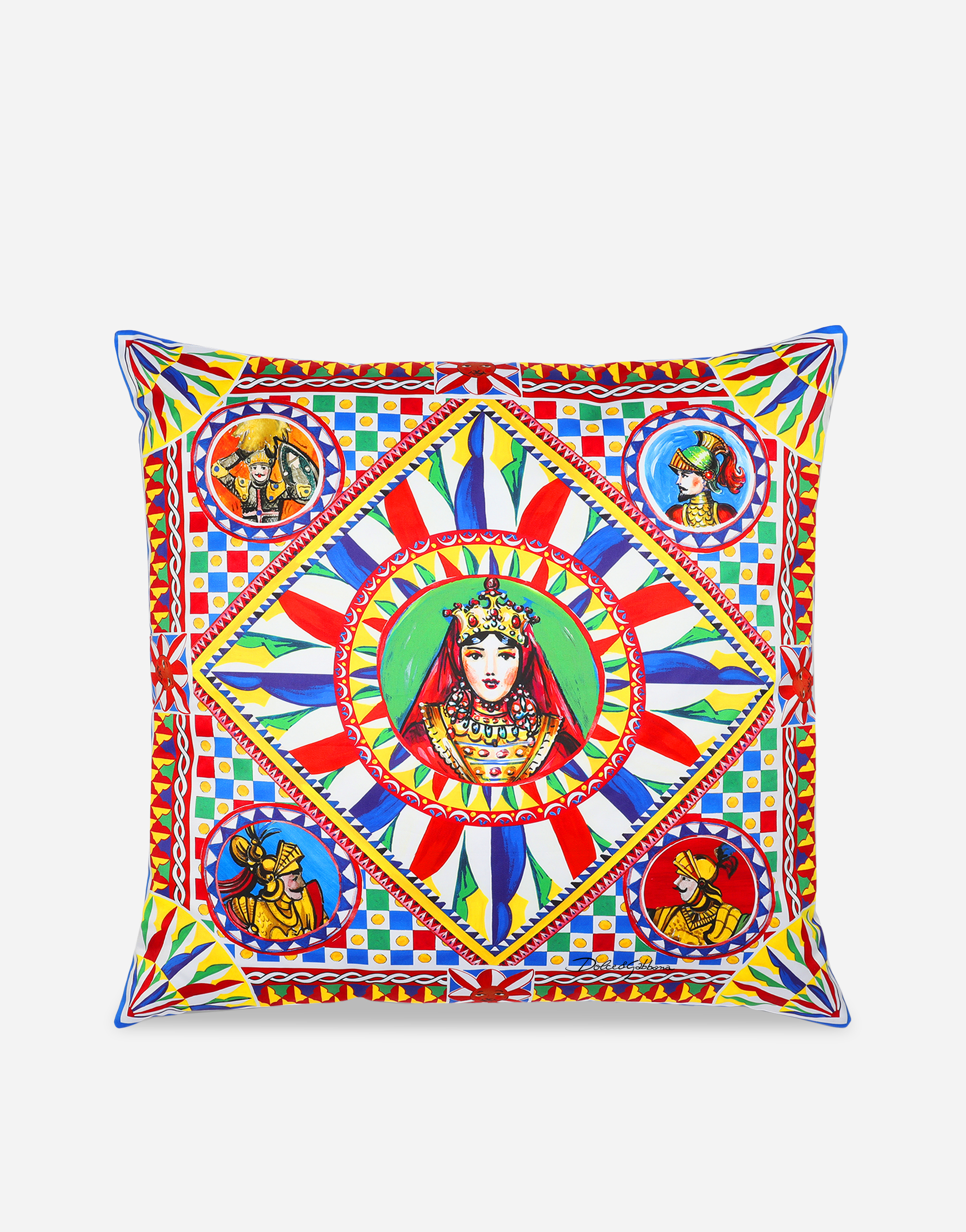 Dolce & Gabbana Duchesse Cotton Cushion Large In Multicolor