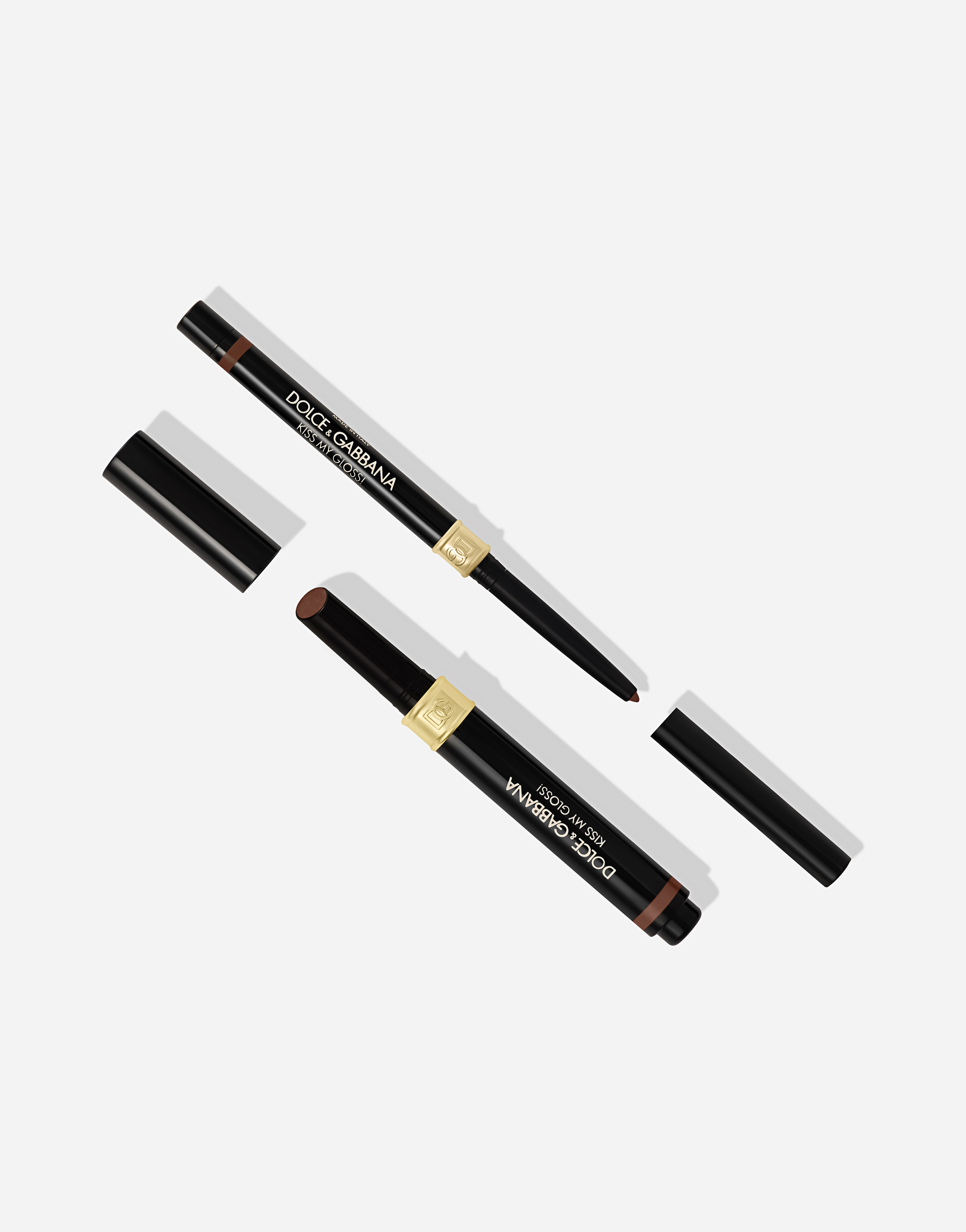 Dolce & Gabbana Kiss My Gloss! In 03 Chat - Neutral Brown Liner And Chocolate Pink Duo Chrome Gloss