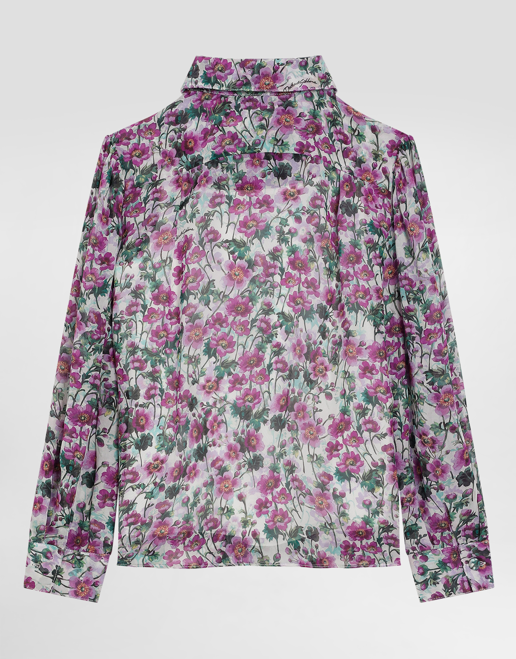 Dolce & Gabbana Violet-print Crêpe Shirt In Multi