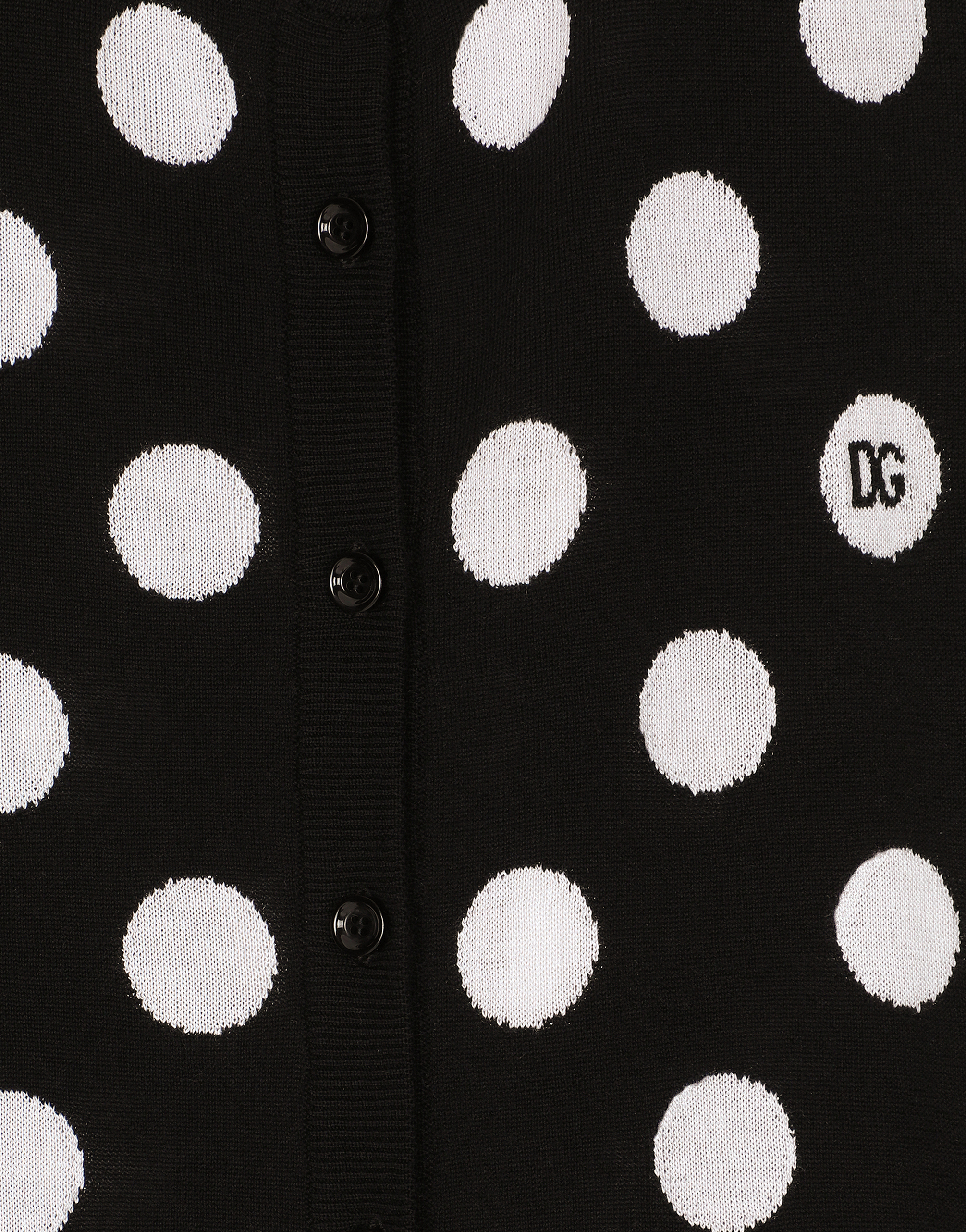 Wool and silk cardigan with polka-dot inlay