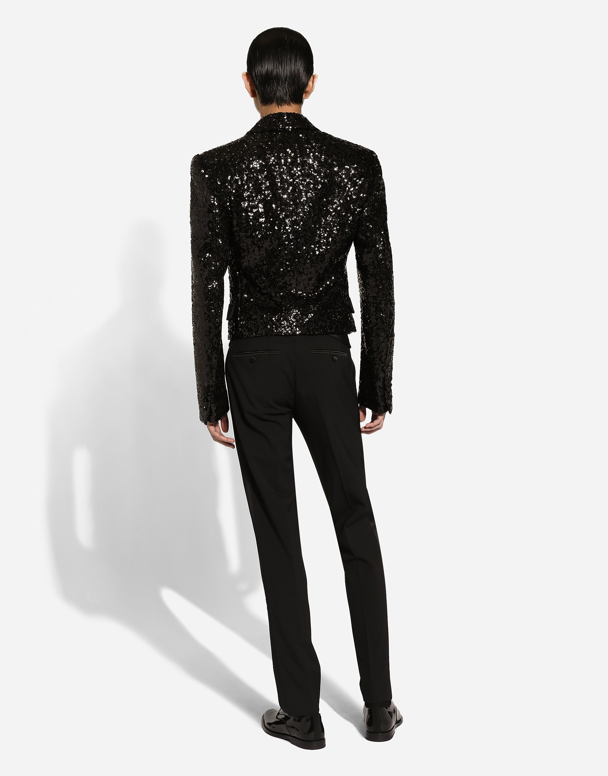 Short single-breasted jacket with sequin embellishment
