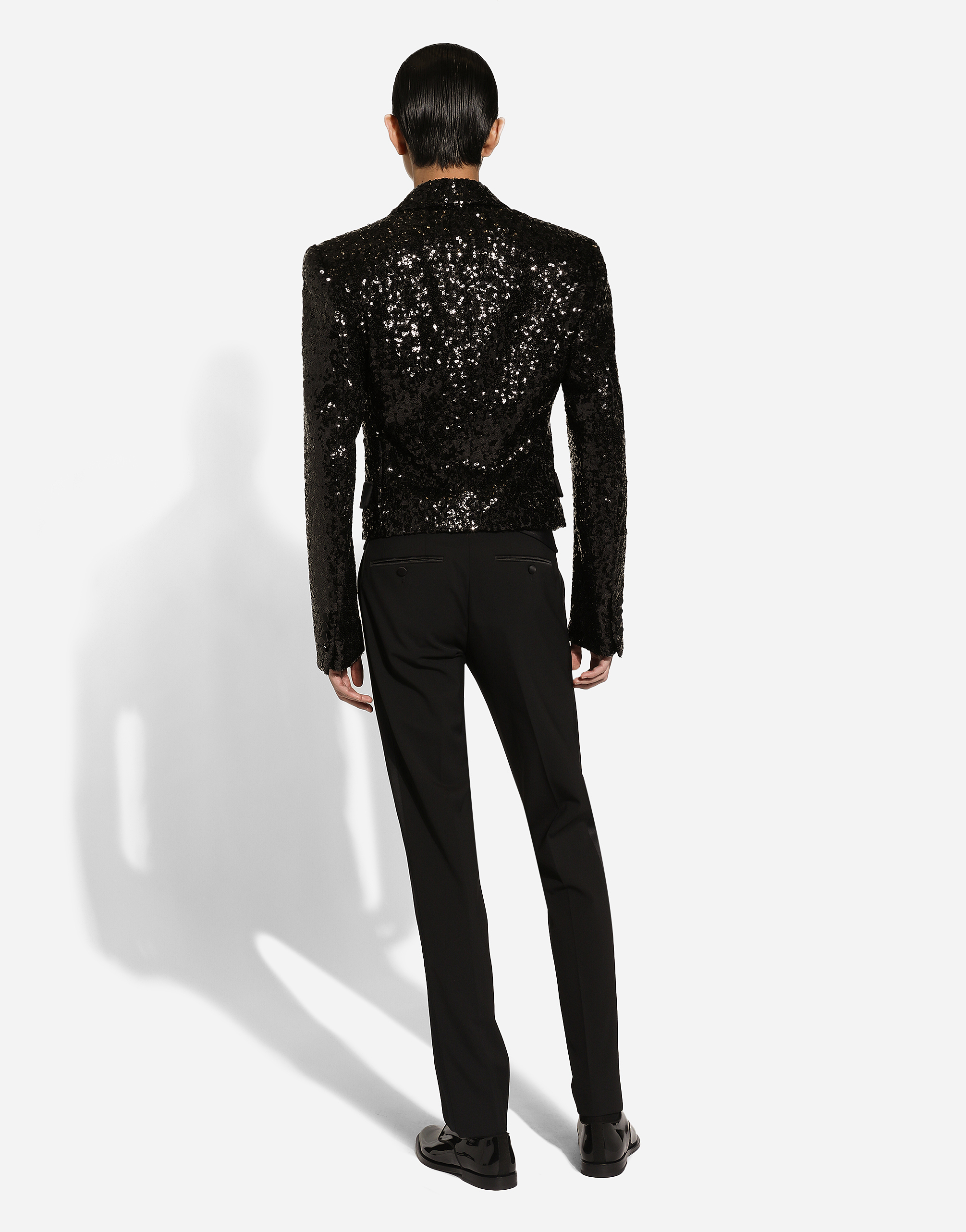  Dolce & Gabbana Dolce & Gabbana Short Single-breasted Jacket With Sequin Embellishment - Man Suits And Blazers Black 48 