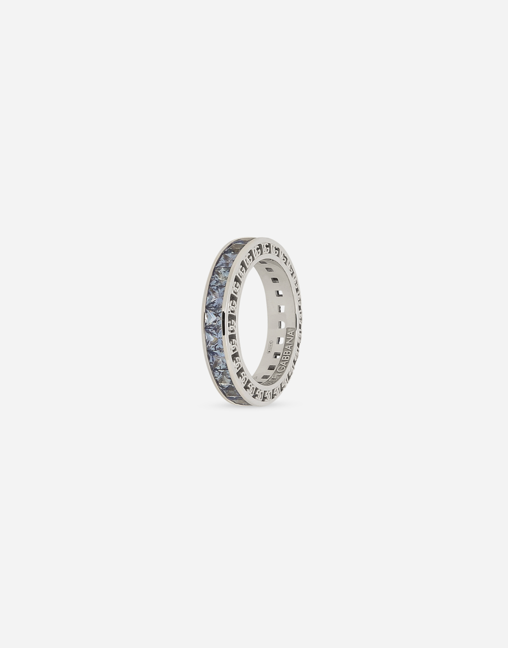 DOLCE & GABBANA ANNA RING IN WHITE GOLD 18KT WITH BLUE SAPPHIRES