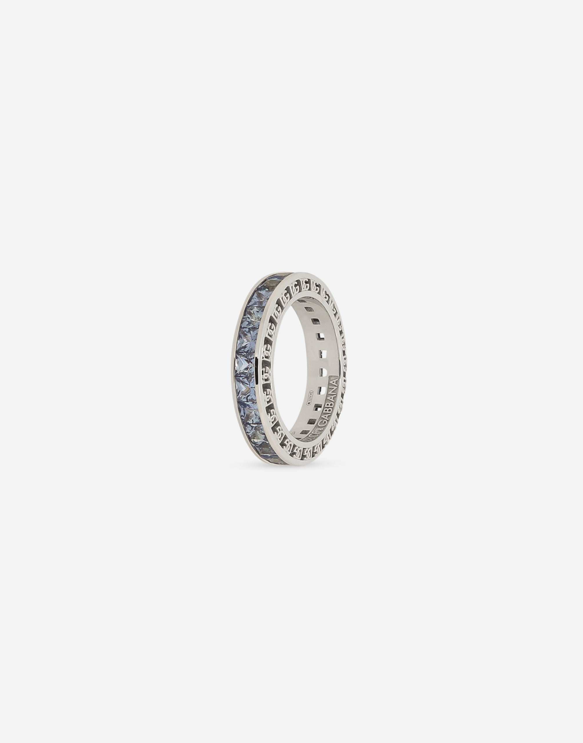Shop Dolce & Gabbana Anna Ring In White Gold 18kt With Blue Sapphires