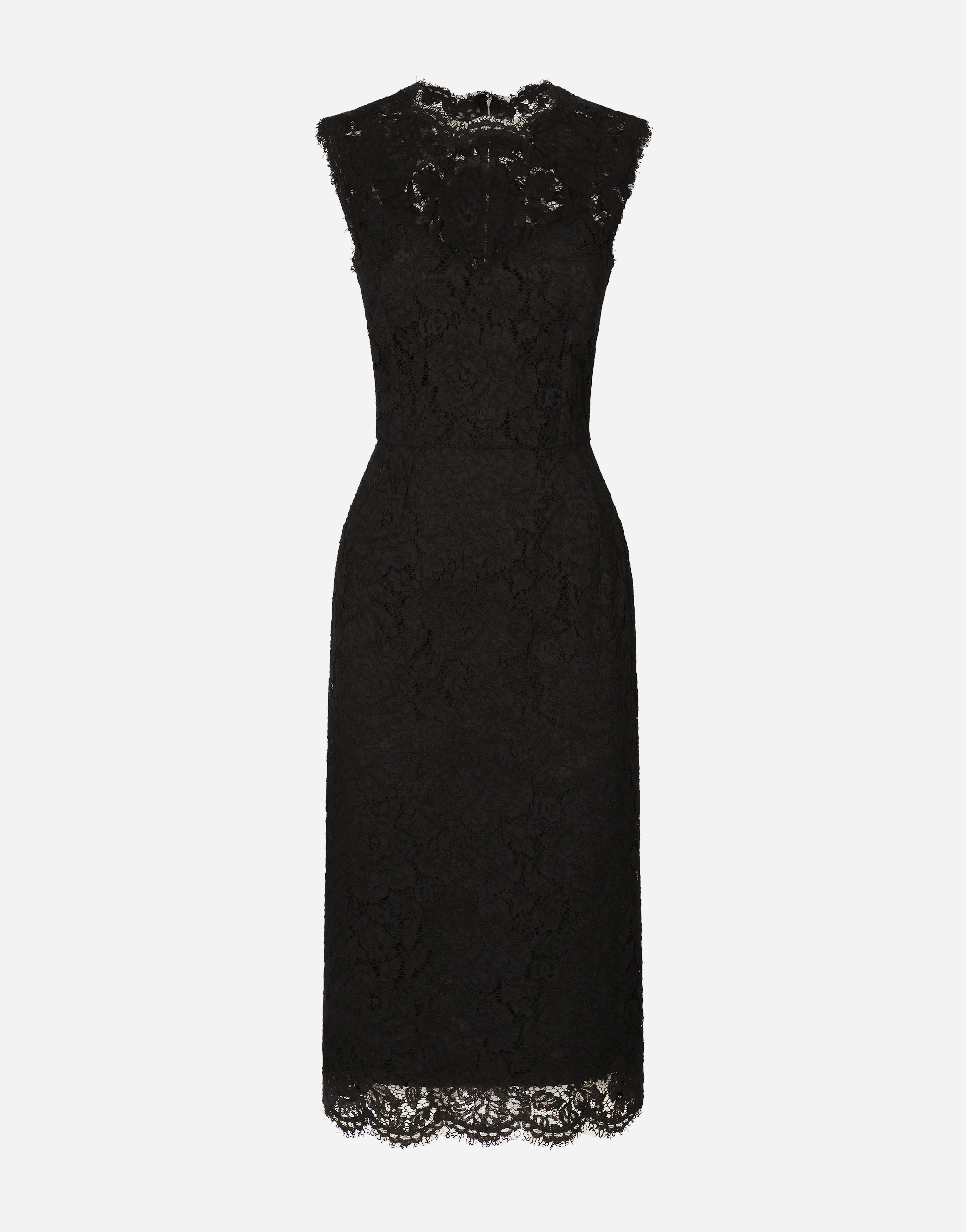 Dolce & Gabbana A Medium Length Dress With Sleeveless Lace In Black