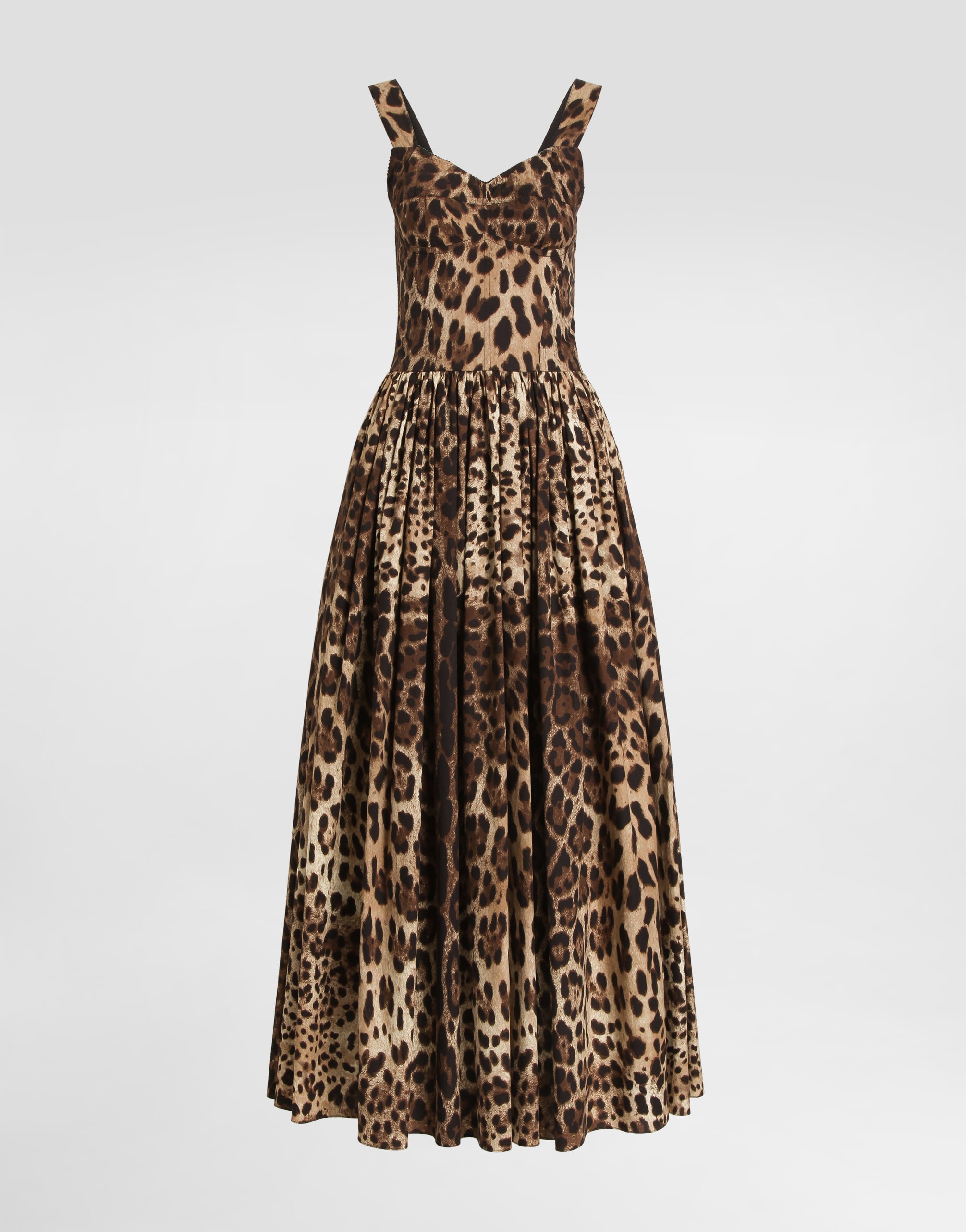 Leo-print poplin dress
