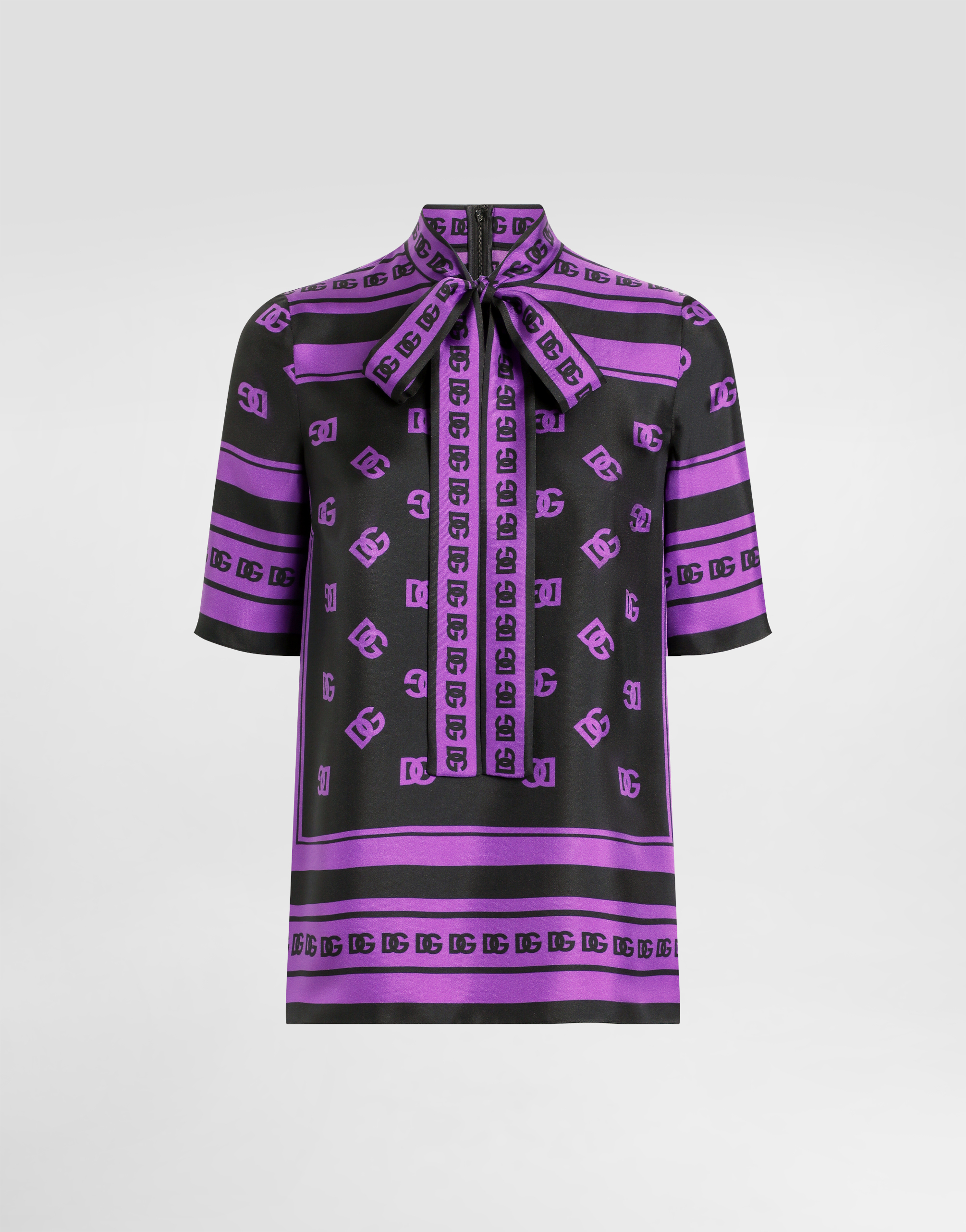 DG logo all-over print silk top