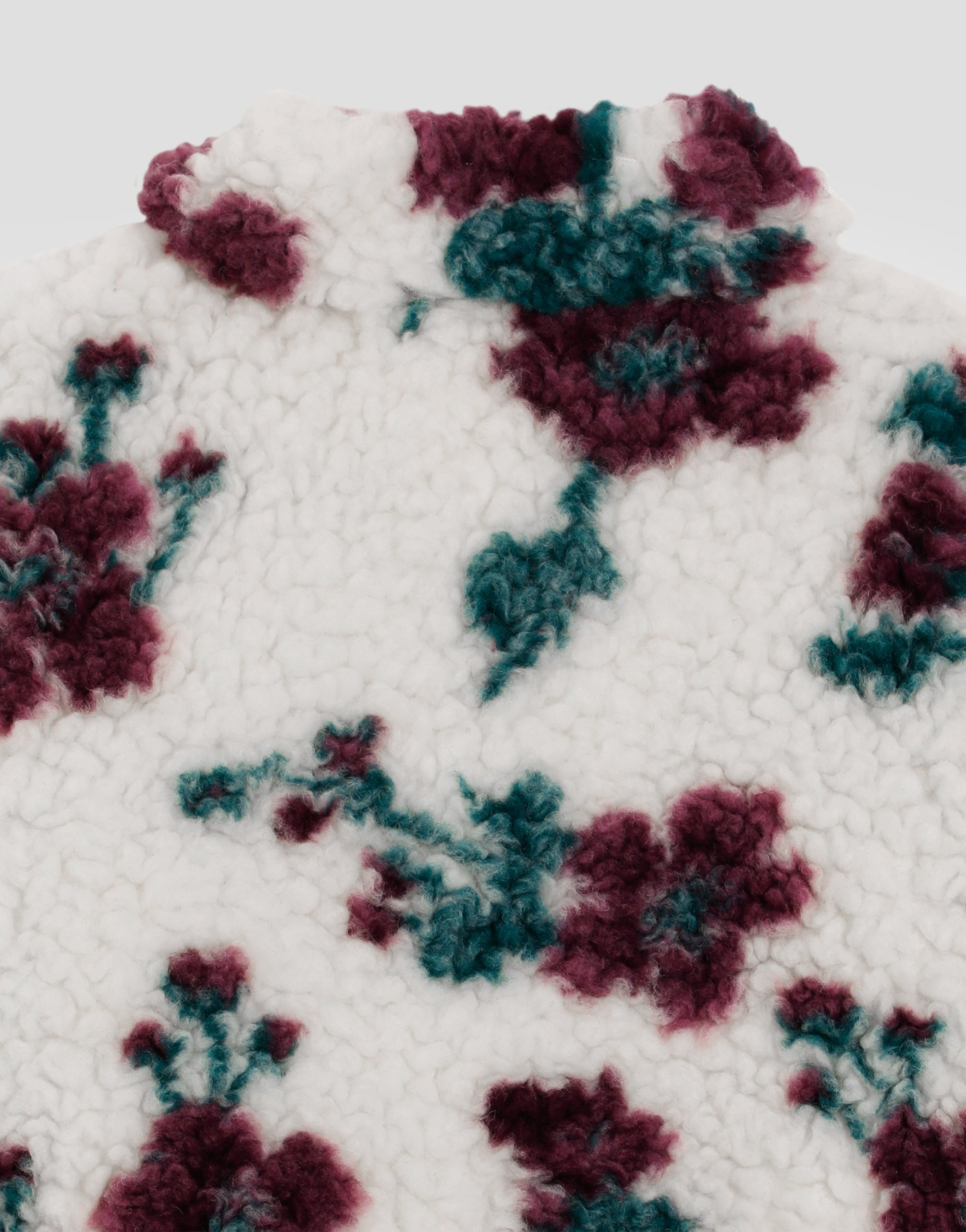 Flower-print fur-like jacket