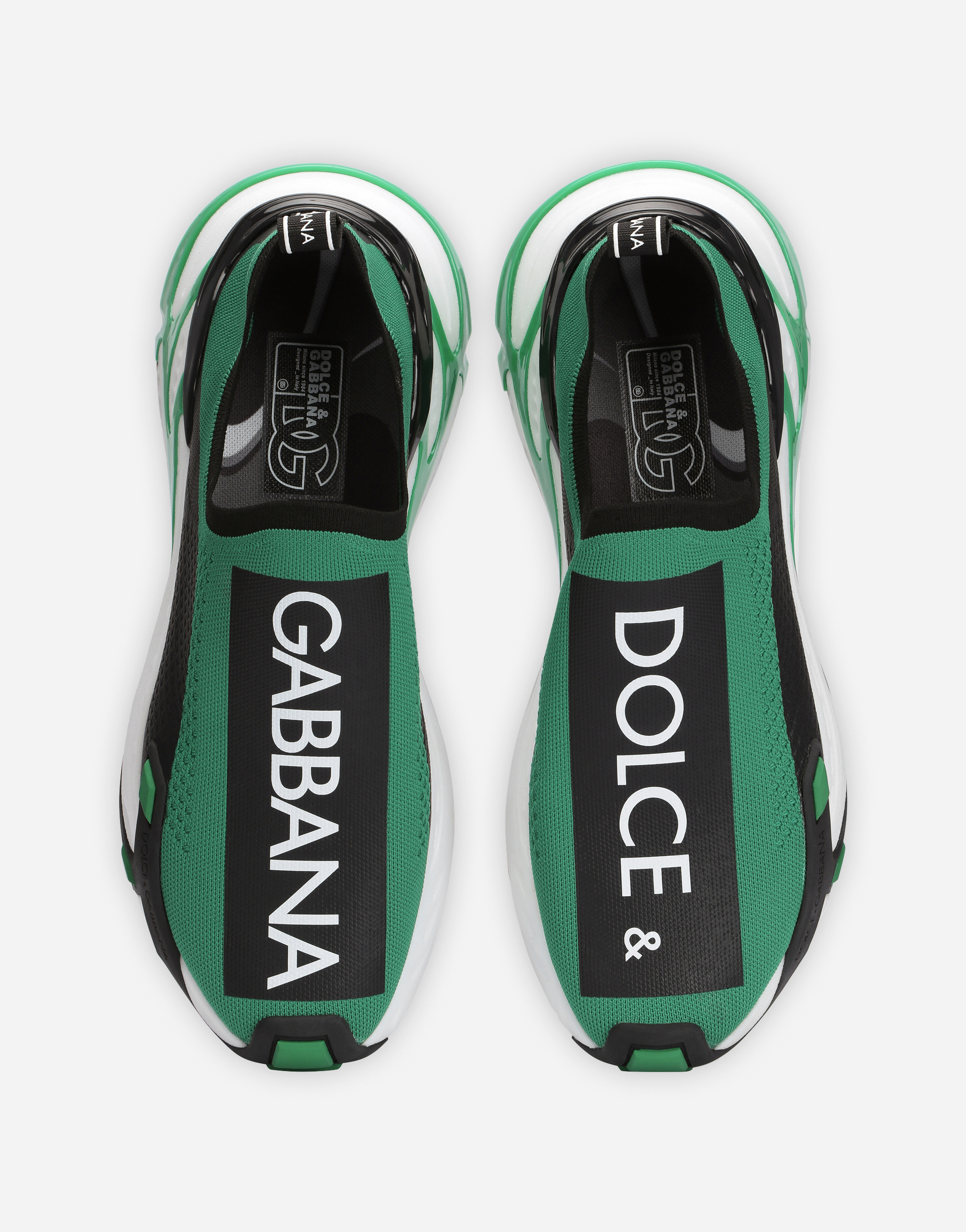 Shop Dolce & Gabbana Sorrento Sneakers In Stretch Mesh With Logo In Green